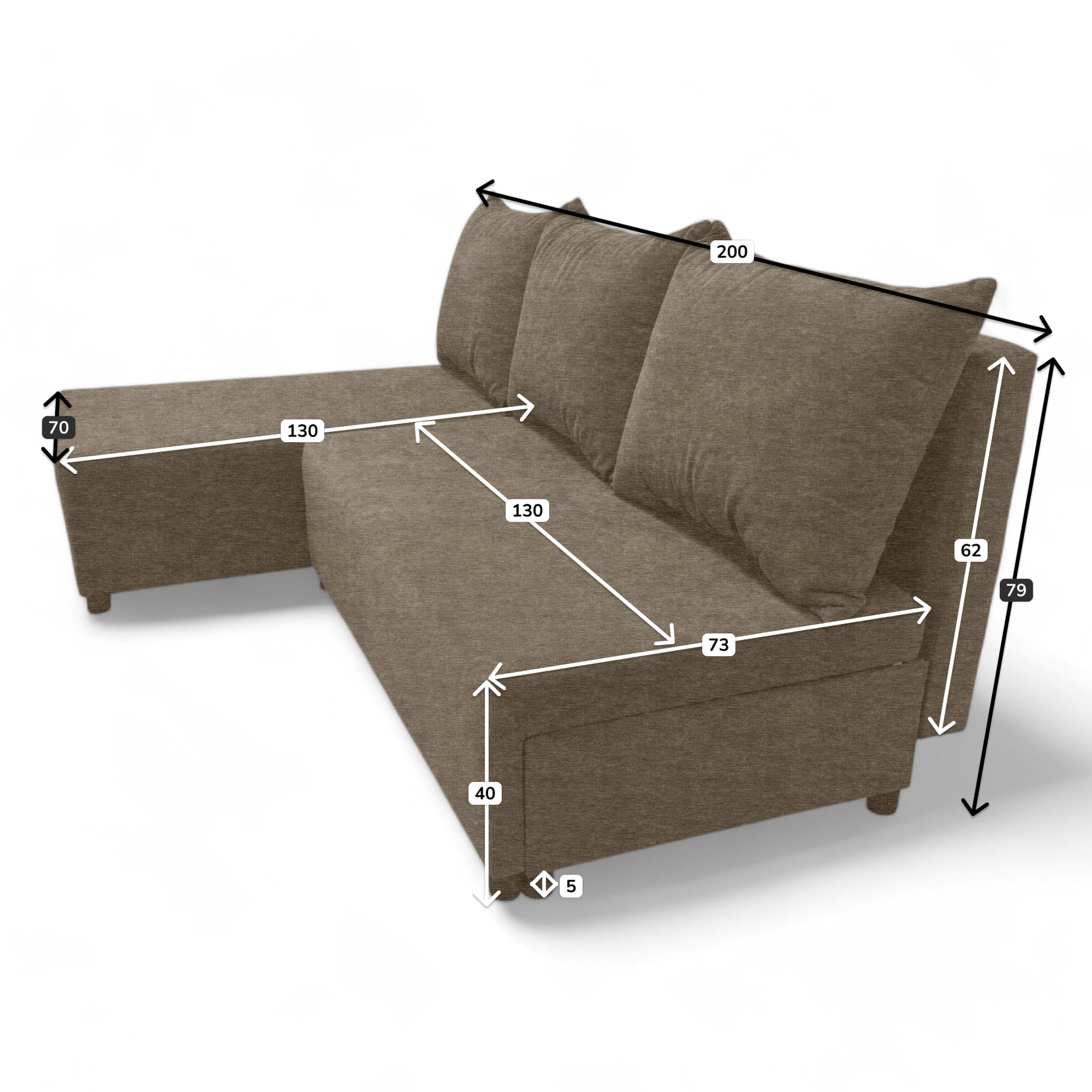 Corner sofa bed bed Beige — photo 9
