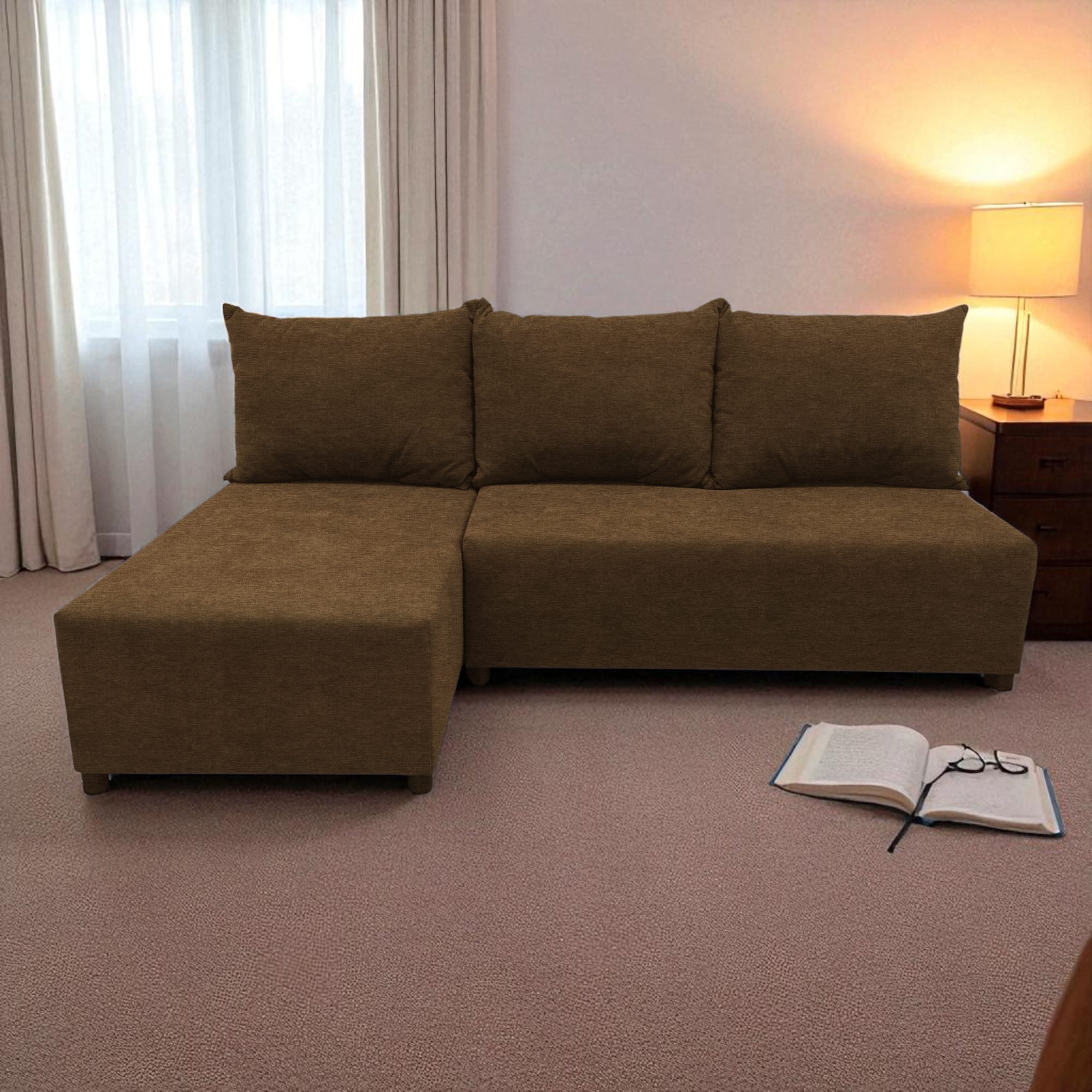 Corner sofa bed bed Brown — photo 7