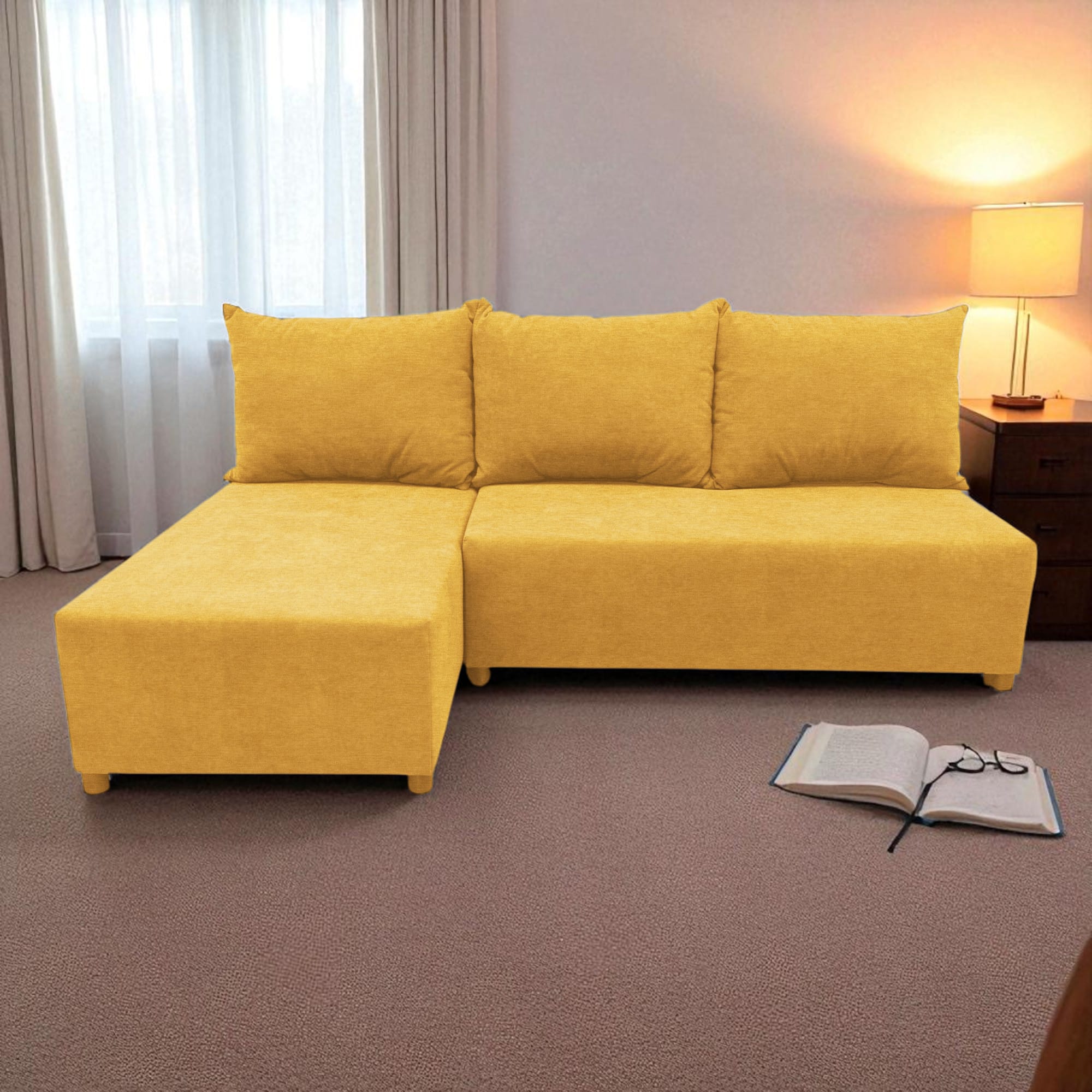 Corner sofa bed bed Yellow — photo 7