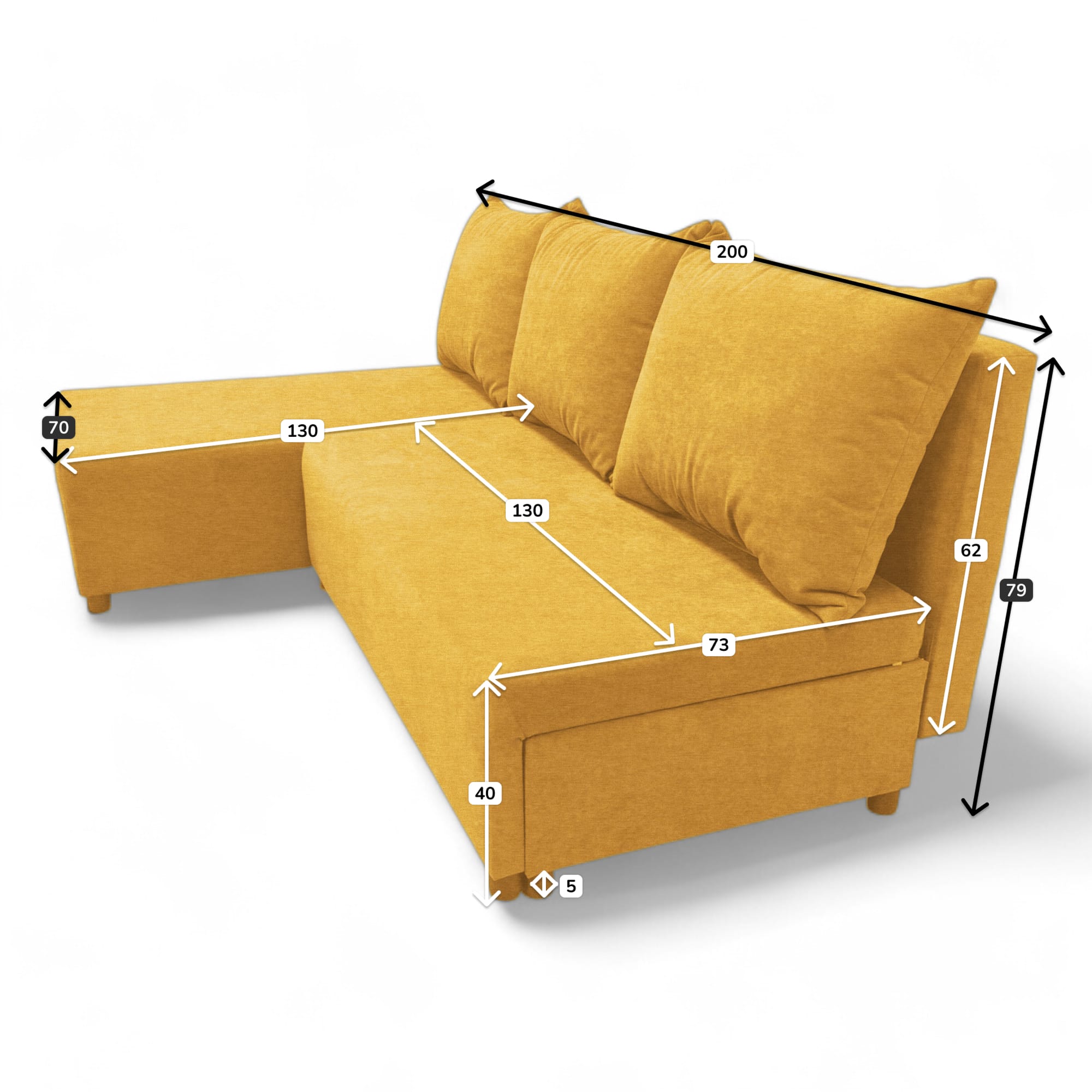 Corner sofa bed bed Yellow — photo 9