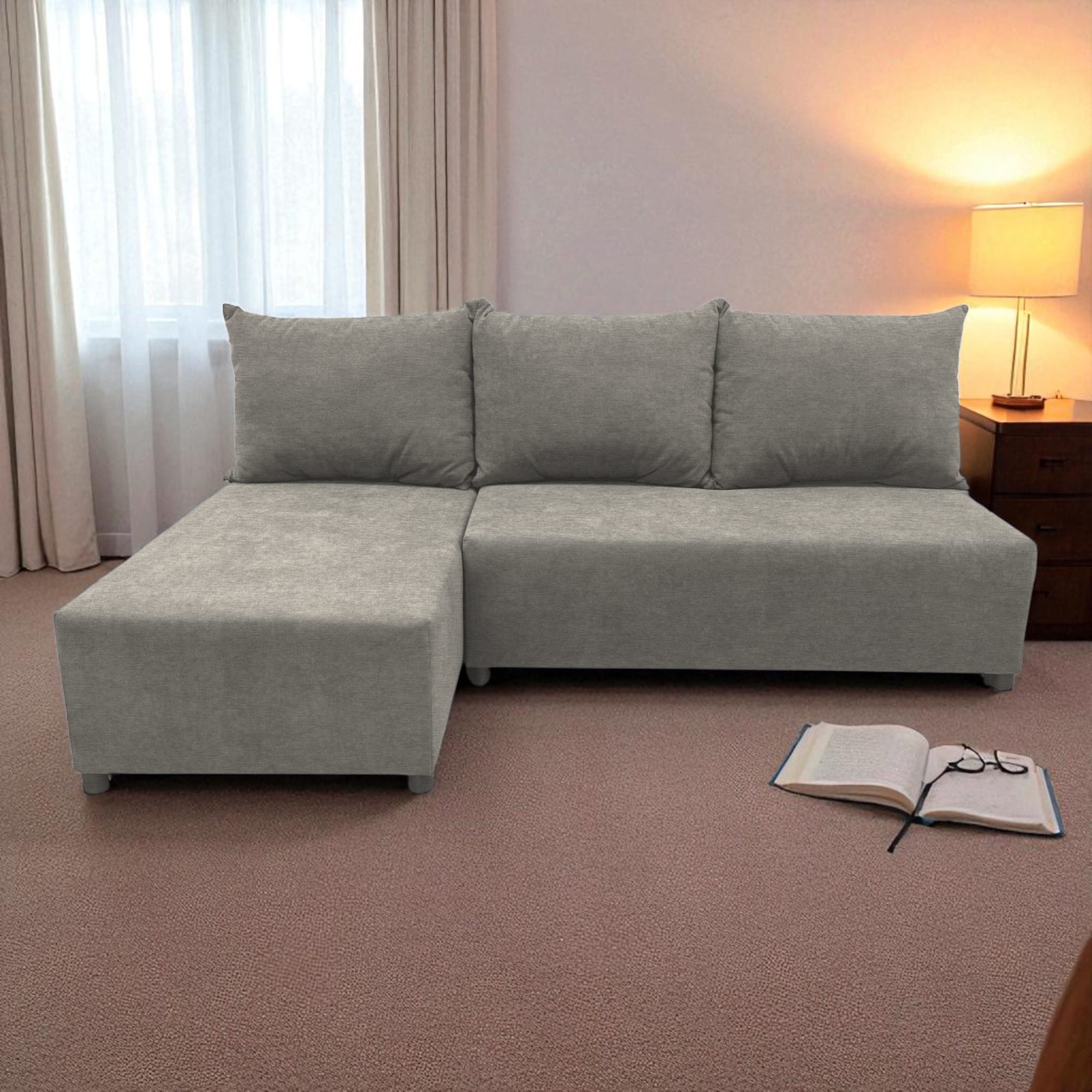 Corner sofa bed bed Light gray — photo 7