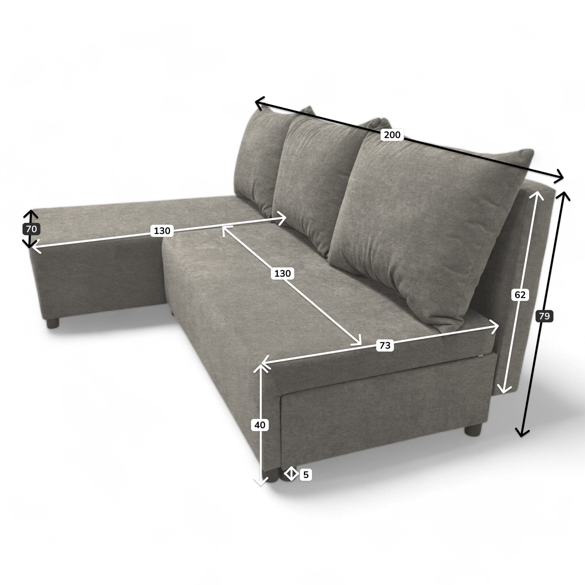 Corner sofa bed bed Light gray — photo 9