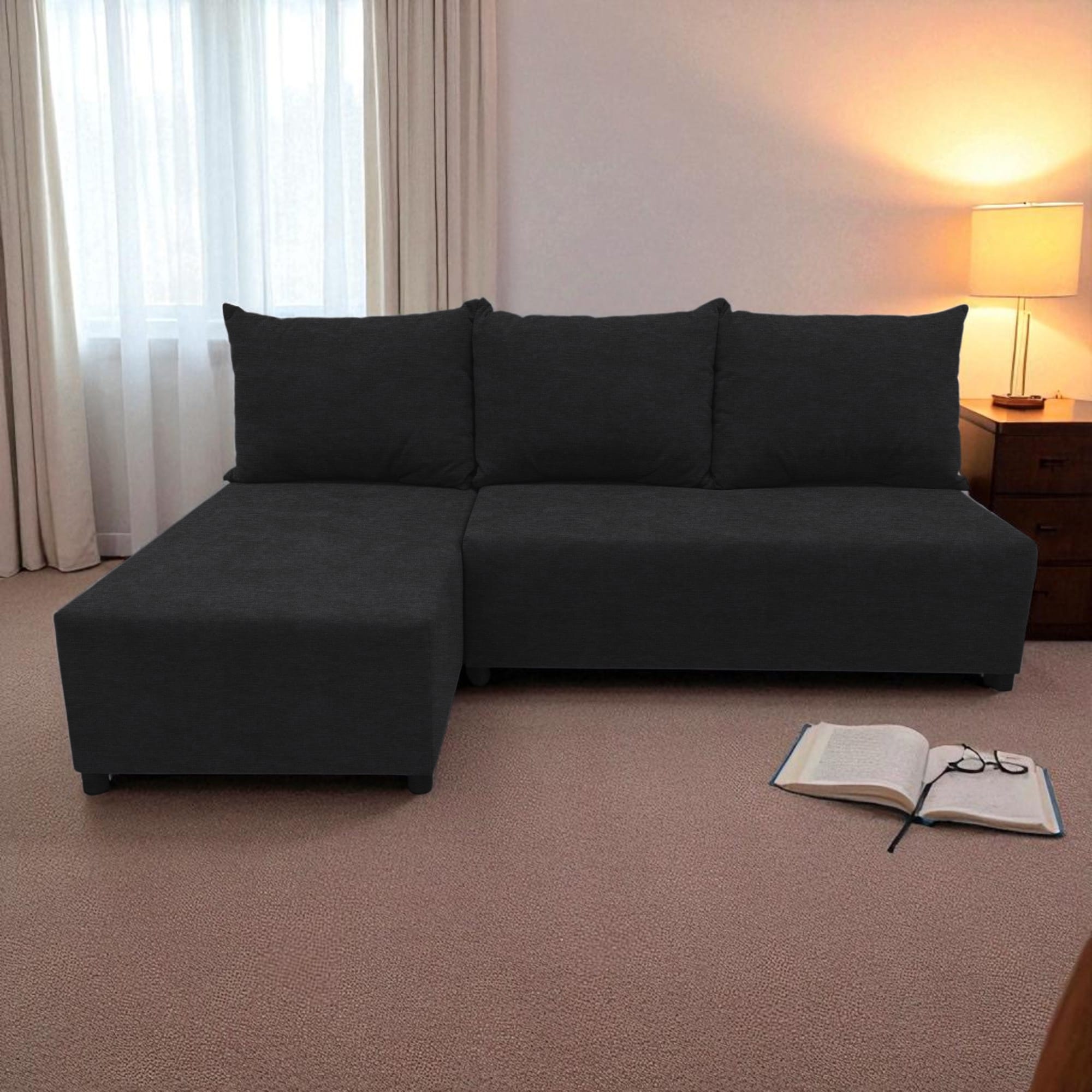 Corner sofa bed bed Graphite — photo 7