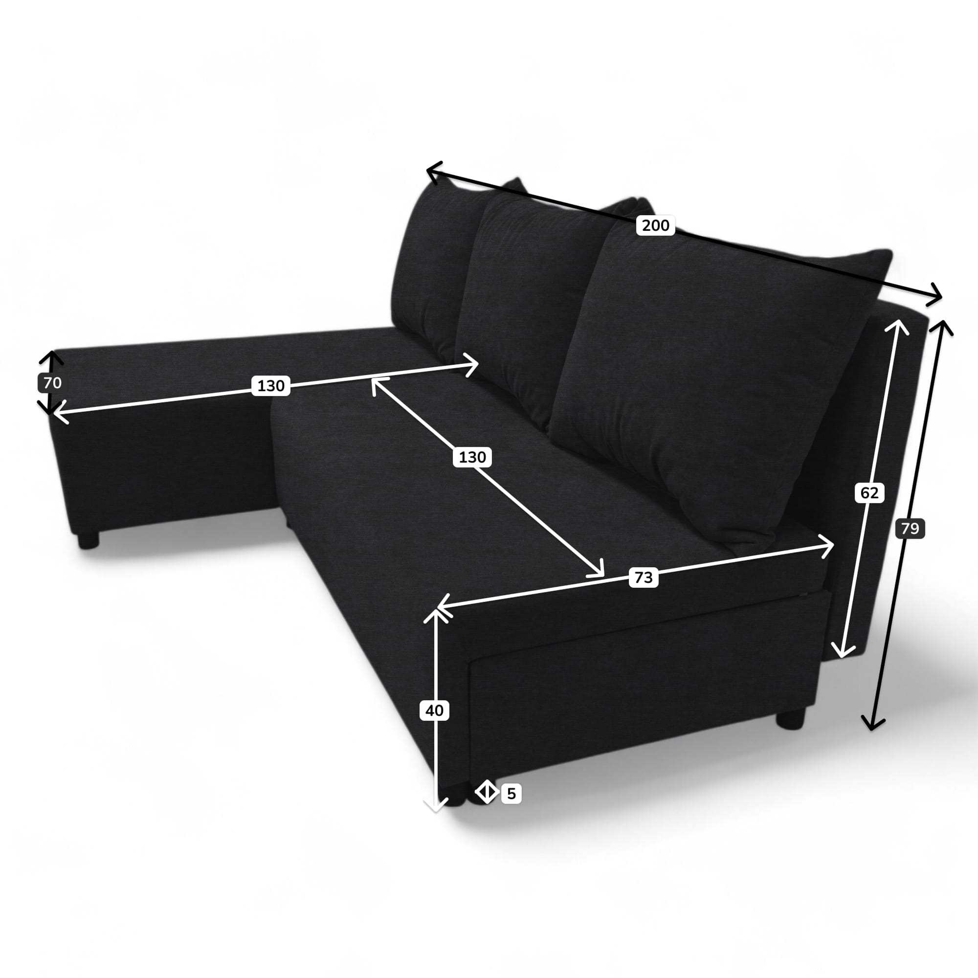 Corner sofa bed bed Graphite — photo 9