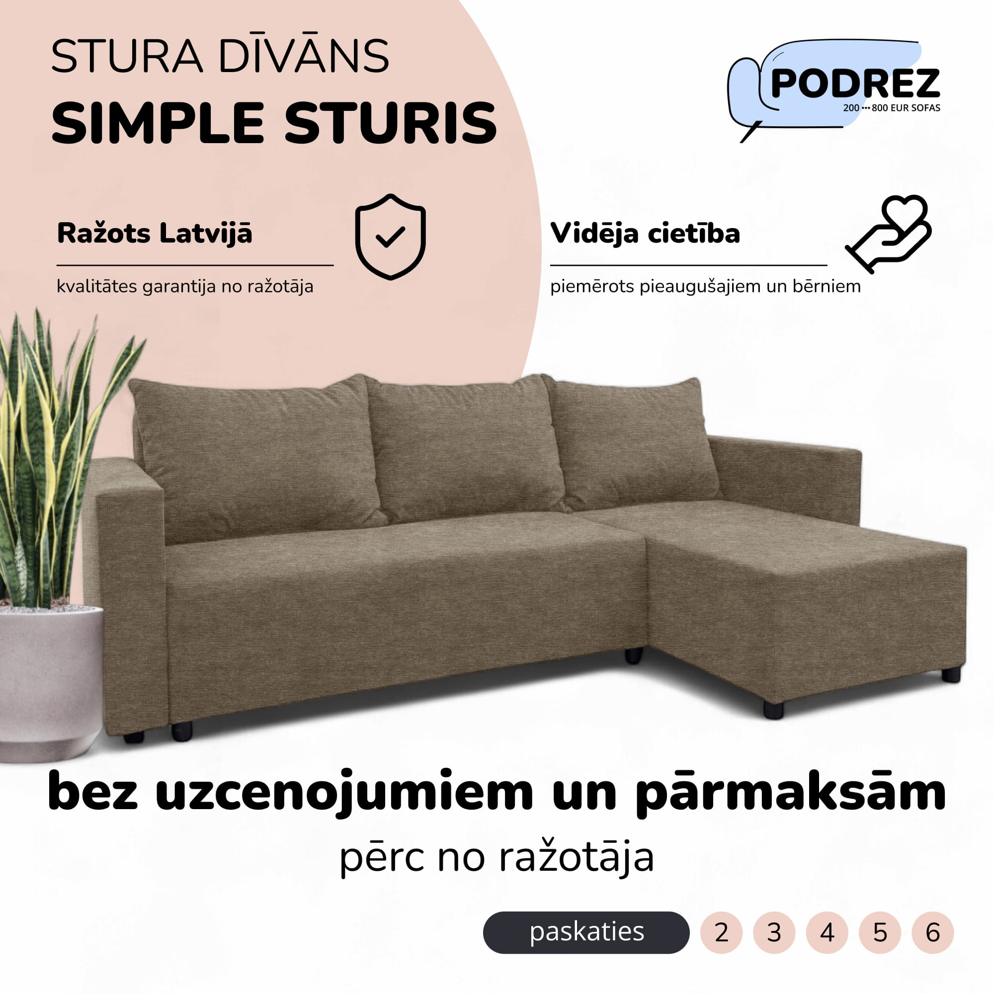 Corner sofa bed with storage box Beige