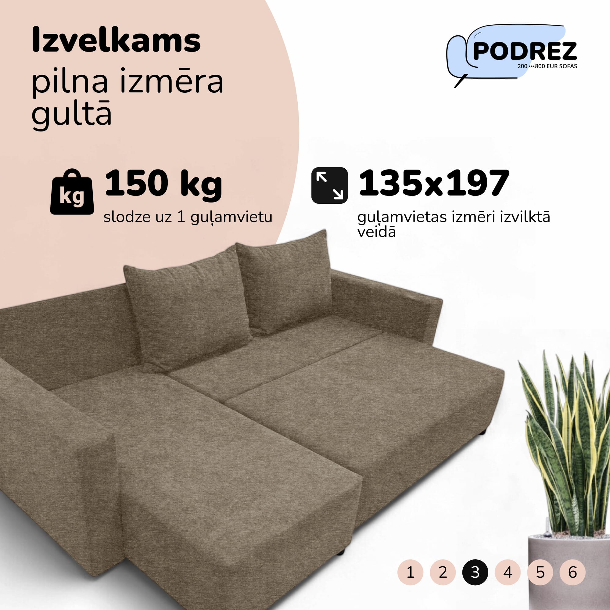 Stūra izvelkamais dīvāns ar kasti Bēša - 3