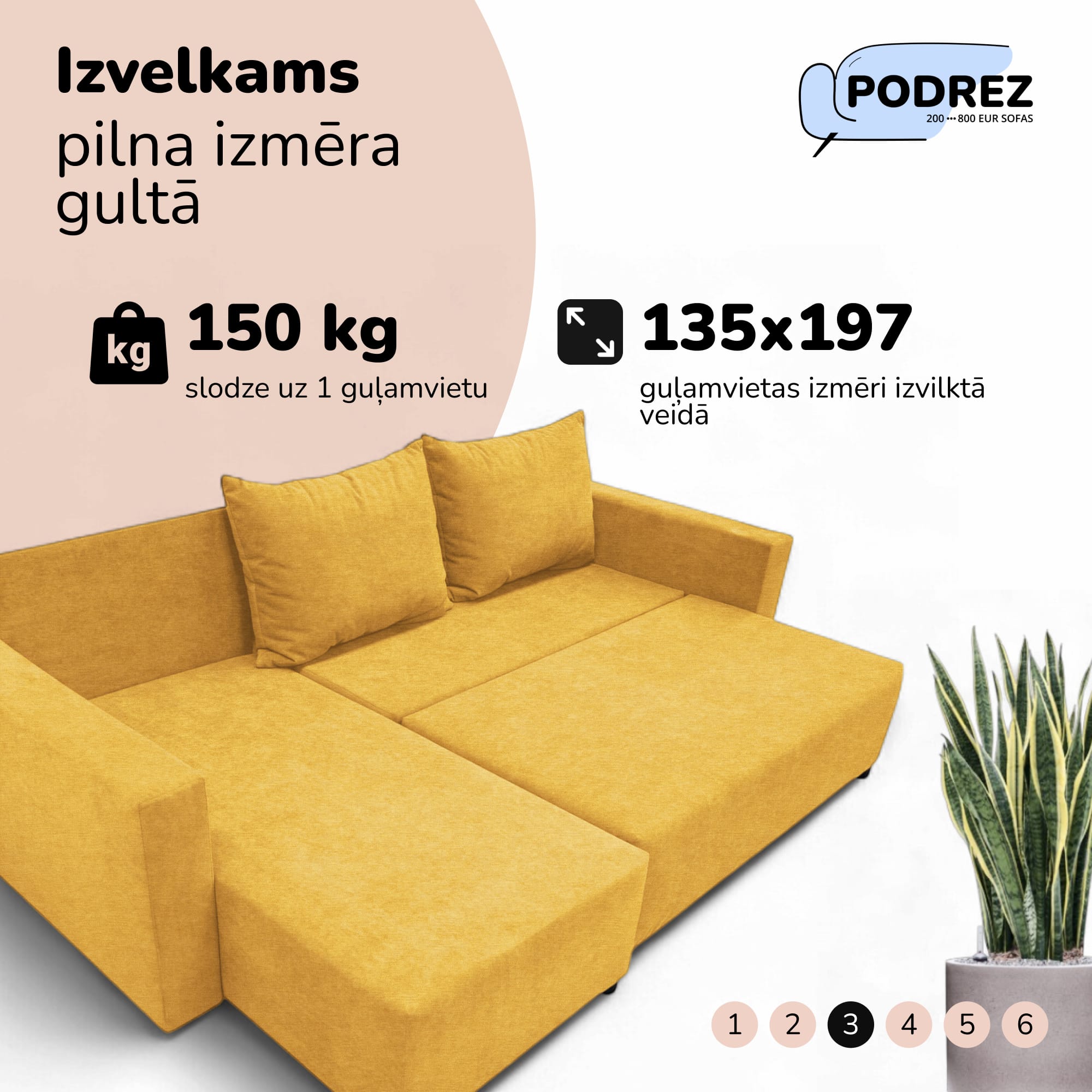 Stūra izvelkamais dīvāns ar kasti Dzeltena - 3