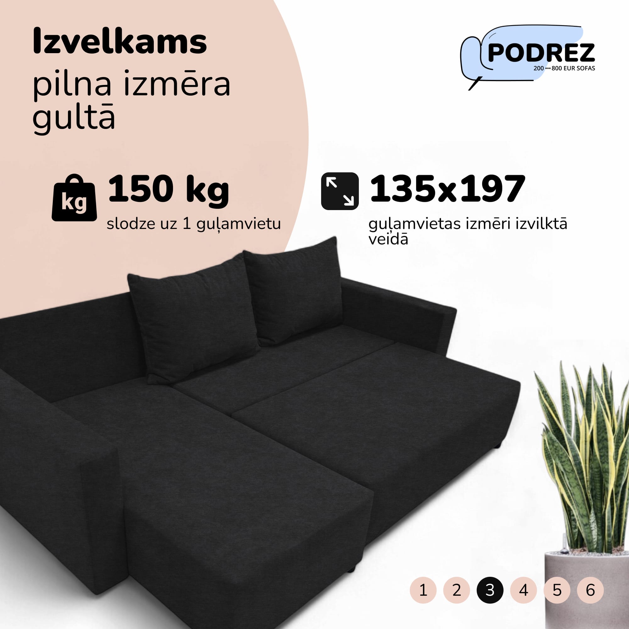 Stūra izvelkamais dīvāns ar kasti Grafīta - 3