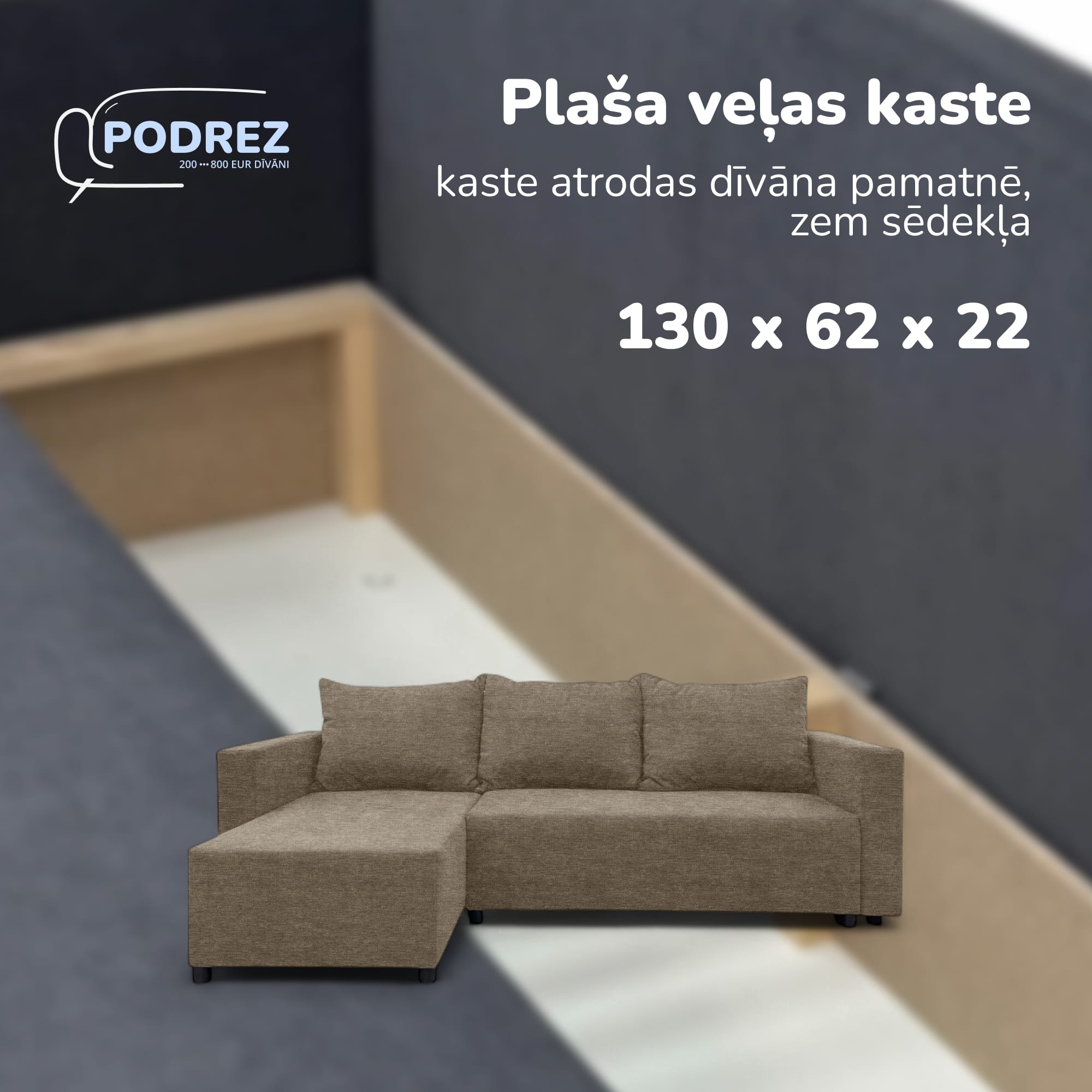Stūra izvelkamais dīvāns ar kasti Bēša - 4
