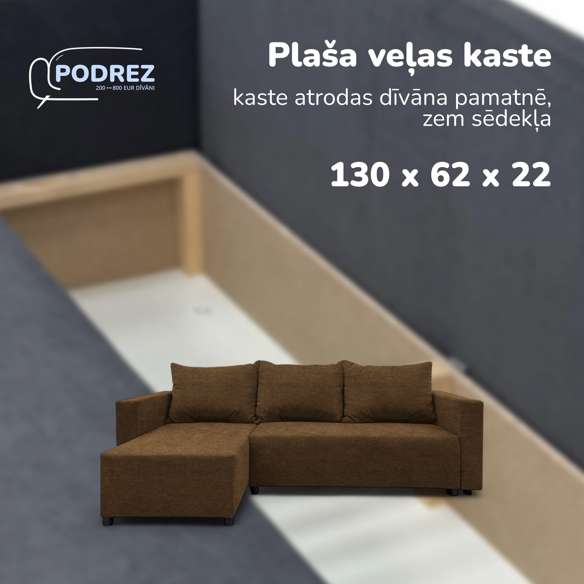 Stūra izvelkamais dīvāns ar kasti Brūna - 4