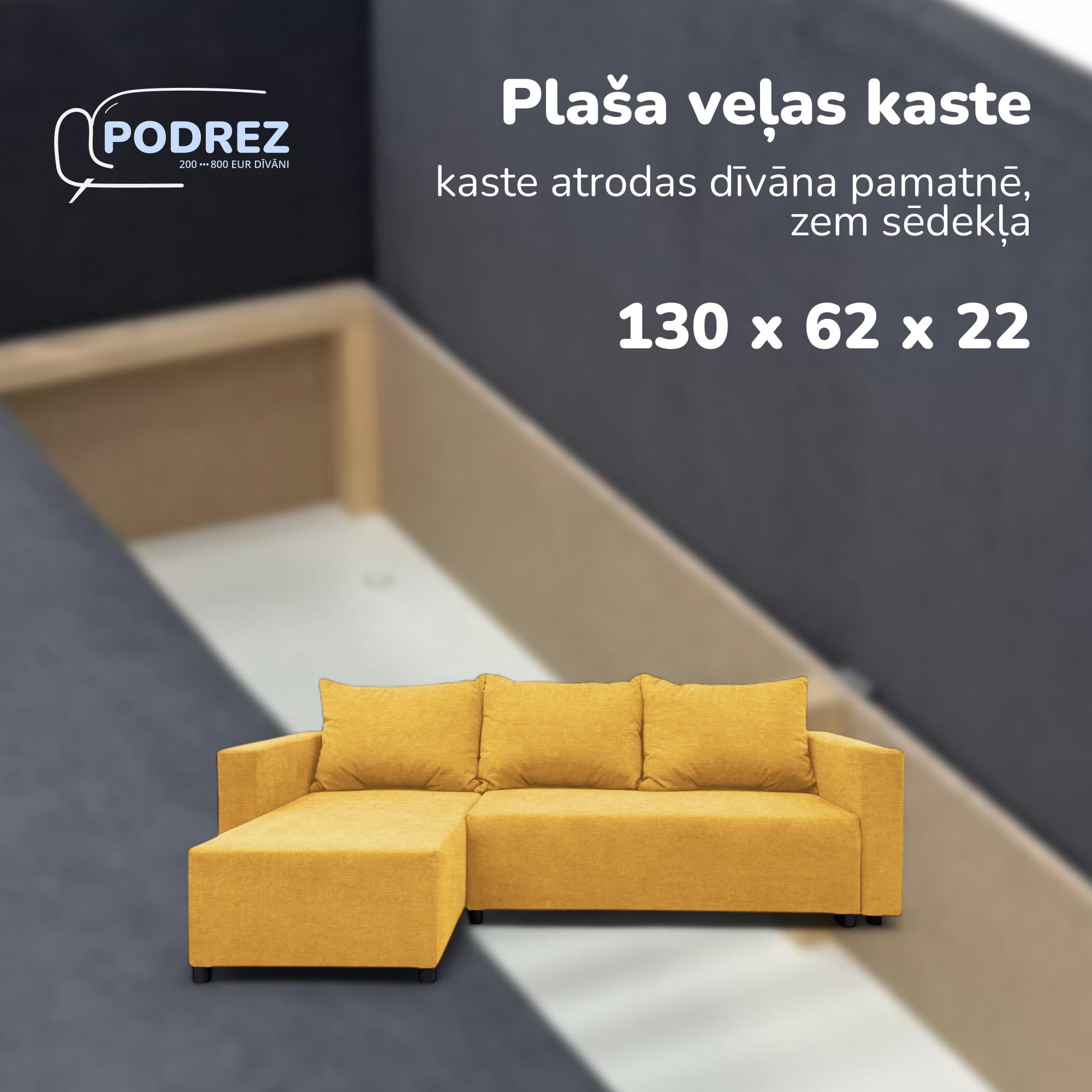 Stūra izvelkamais dīvāns ar kasti Dzeltena - 4