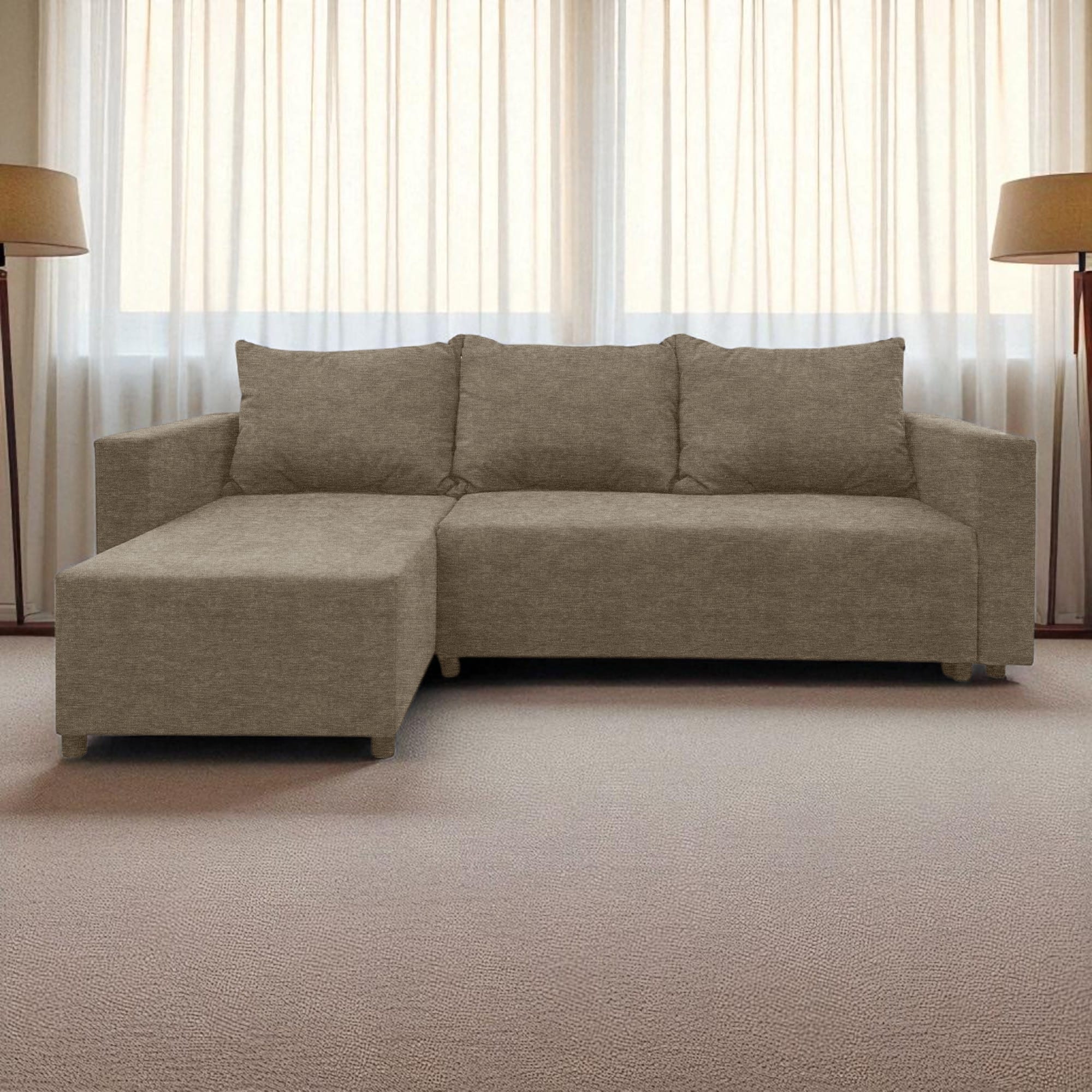 Corner sofa bed with storage box Beige — photo 7