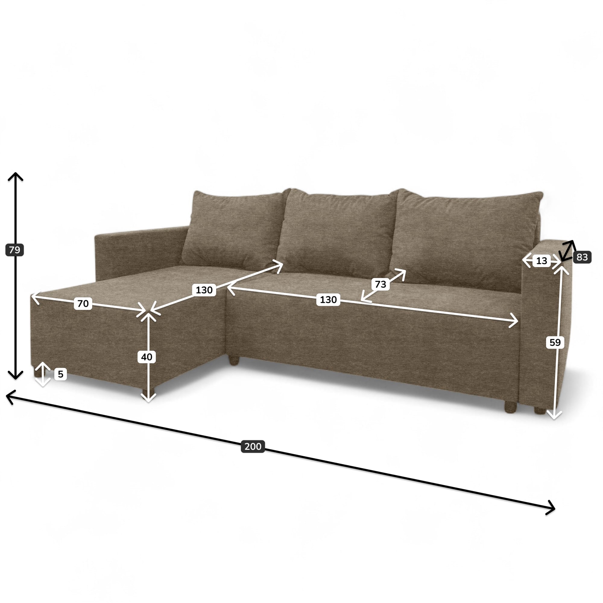 Corner sofa bed with storage box Beige — photo 9