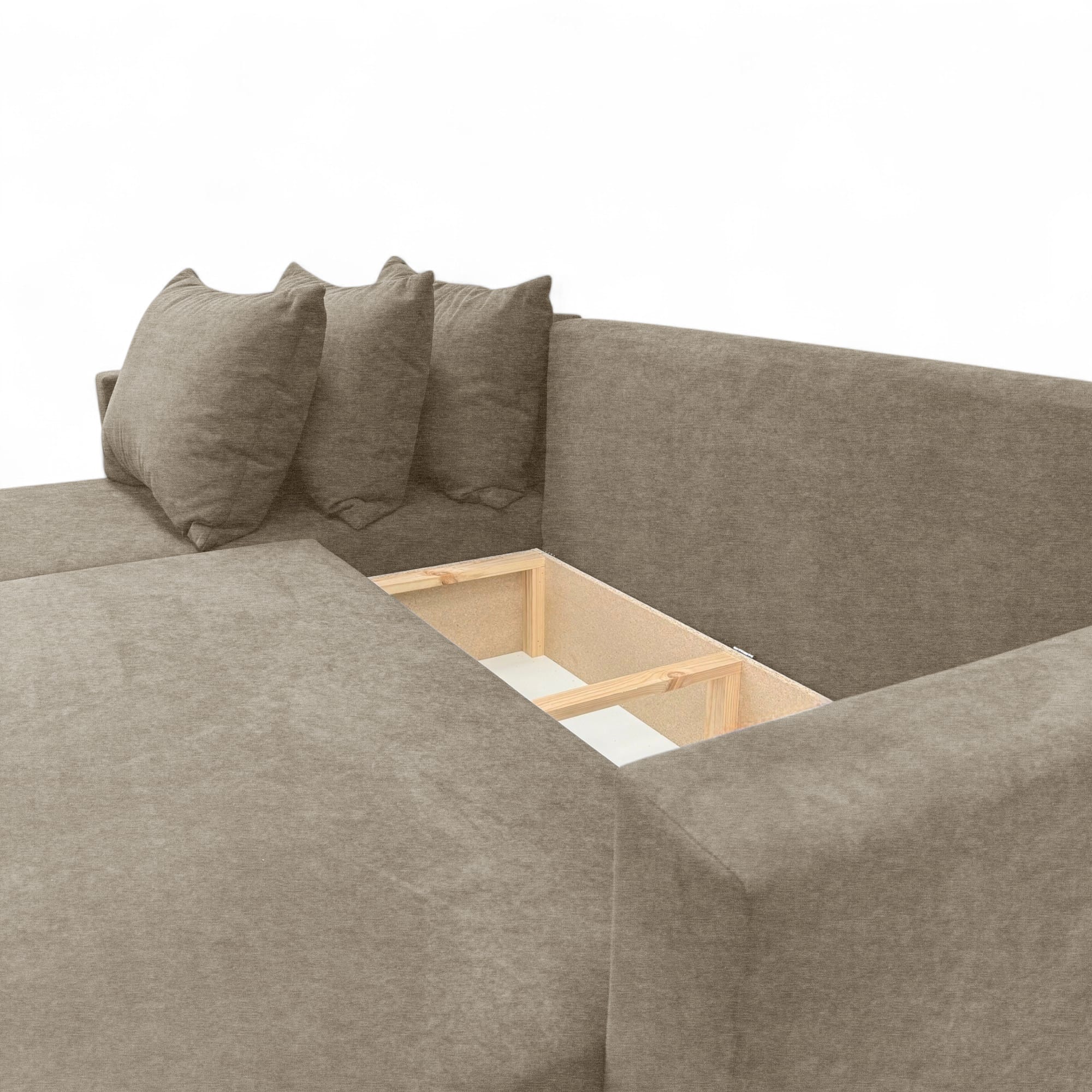 Corner sofa bed with storage box Beige — photo 12