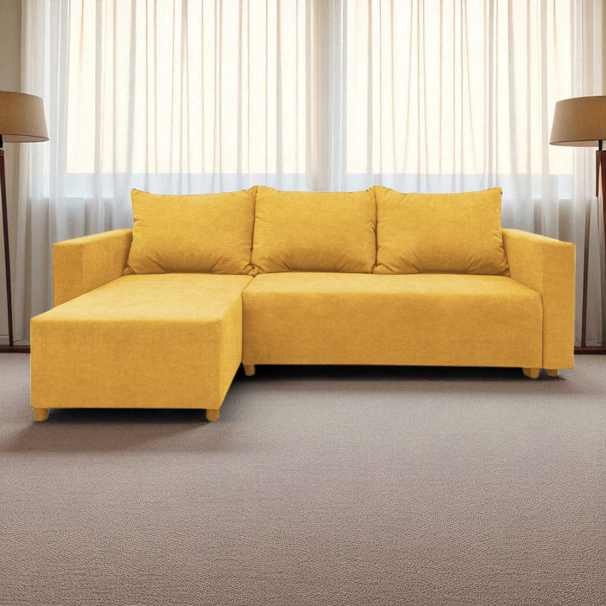 Corner sofa bed with storage box Yellow — photo 7