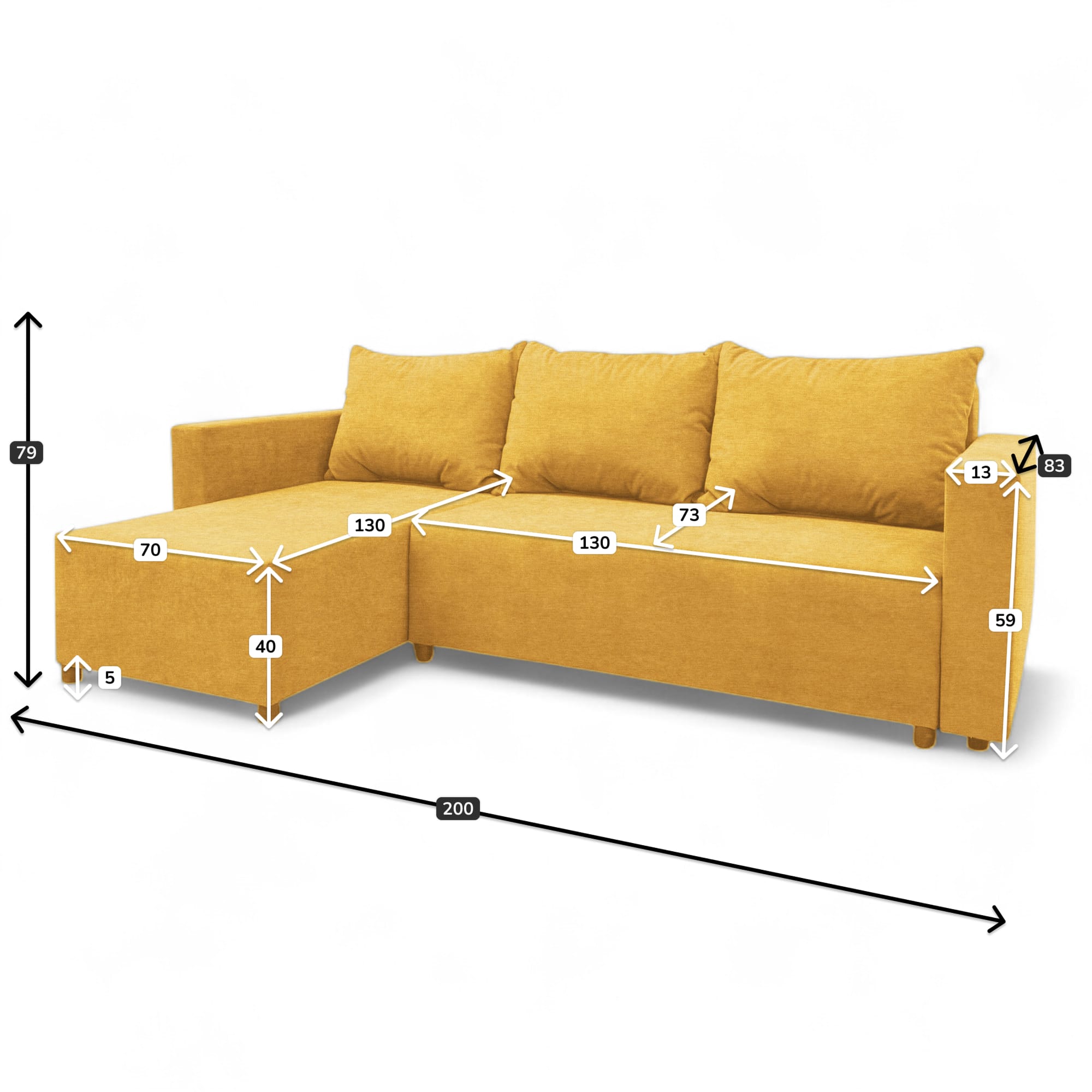 Corner sofa bed with storage box Yellow — photo 9