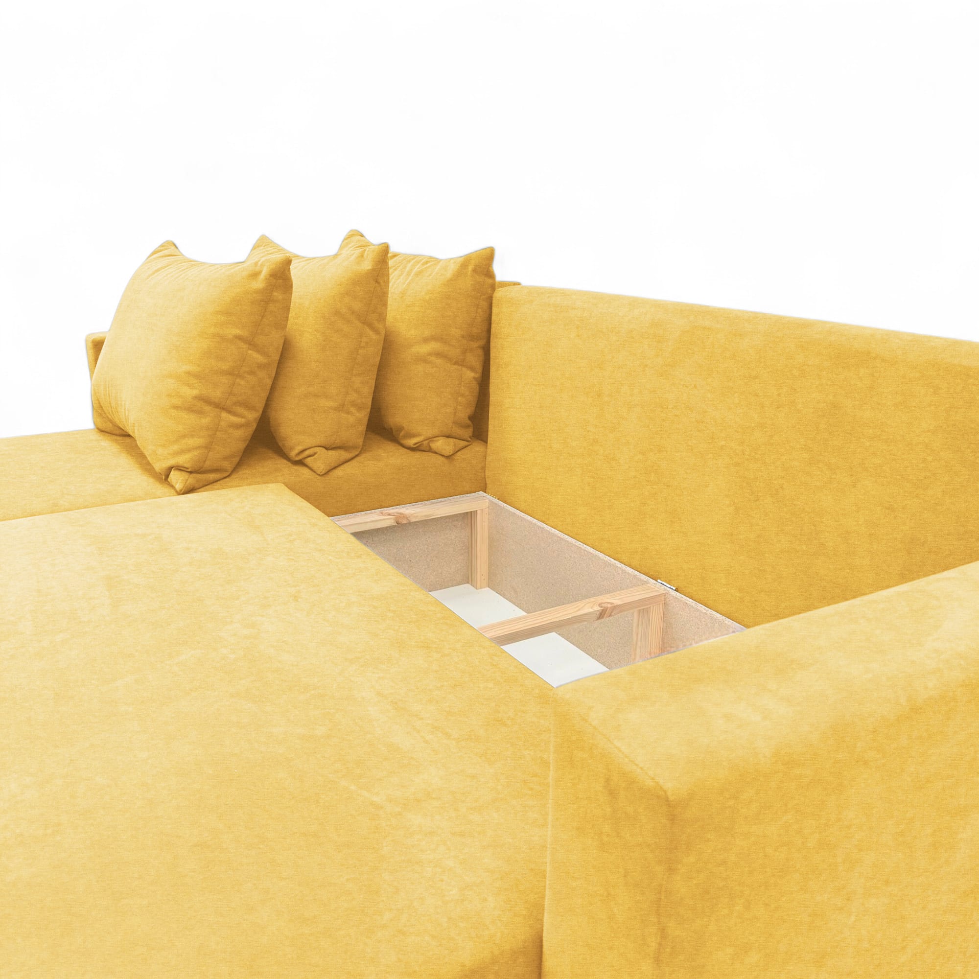 Corner sofa bed with storage box Yellow — photo 12