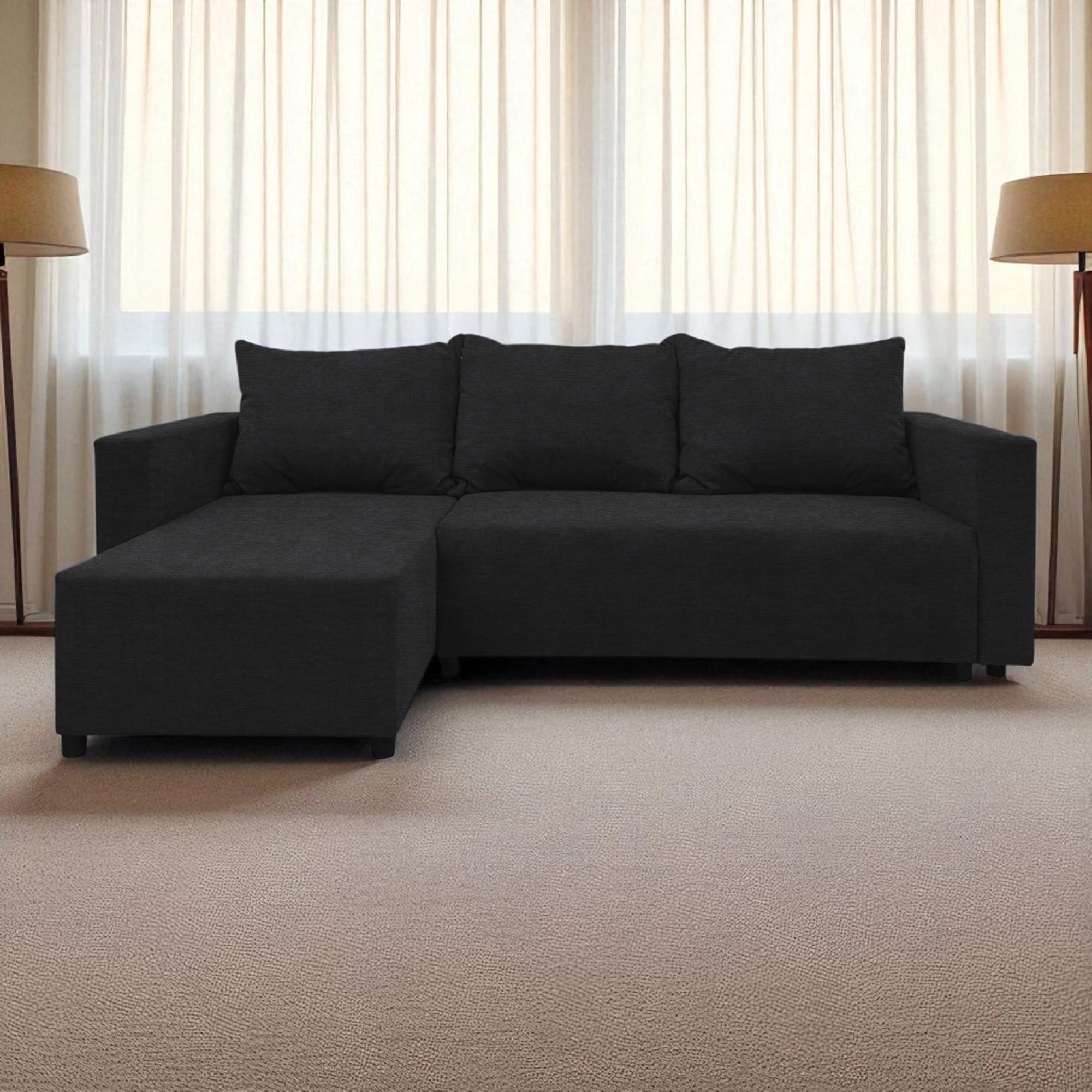 Corner sofa bed with storage box Graphite — photo 7