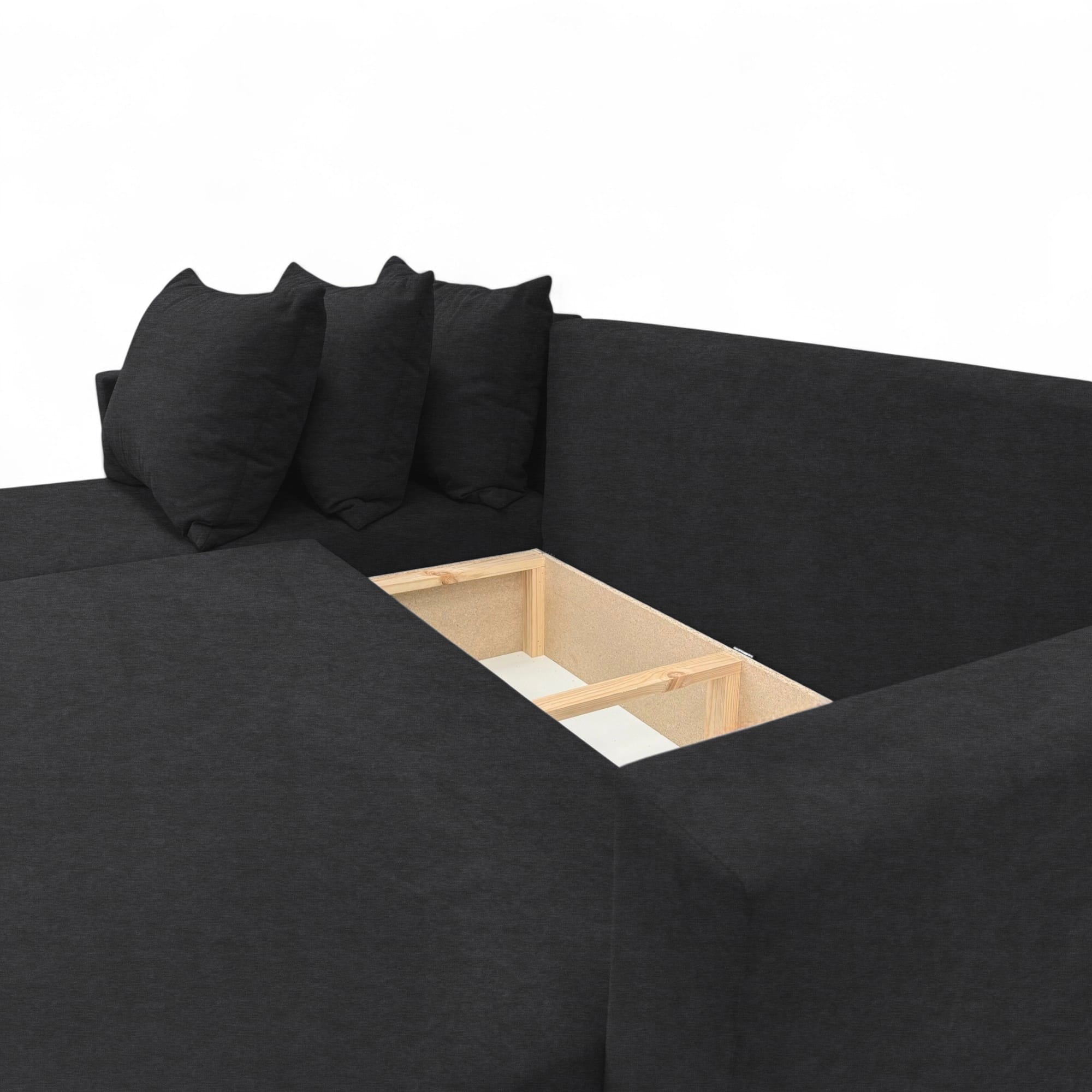 Corner sofa bed with storage box Graphite — photo 12