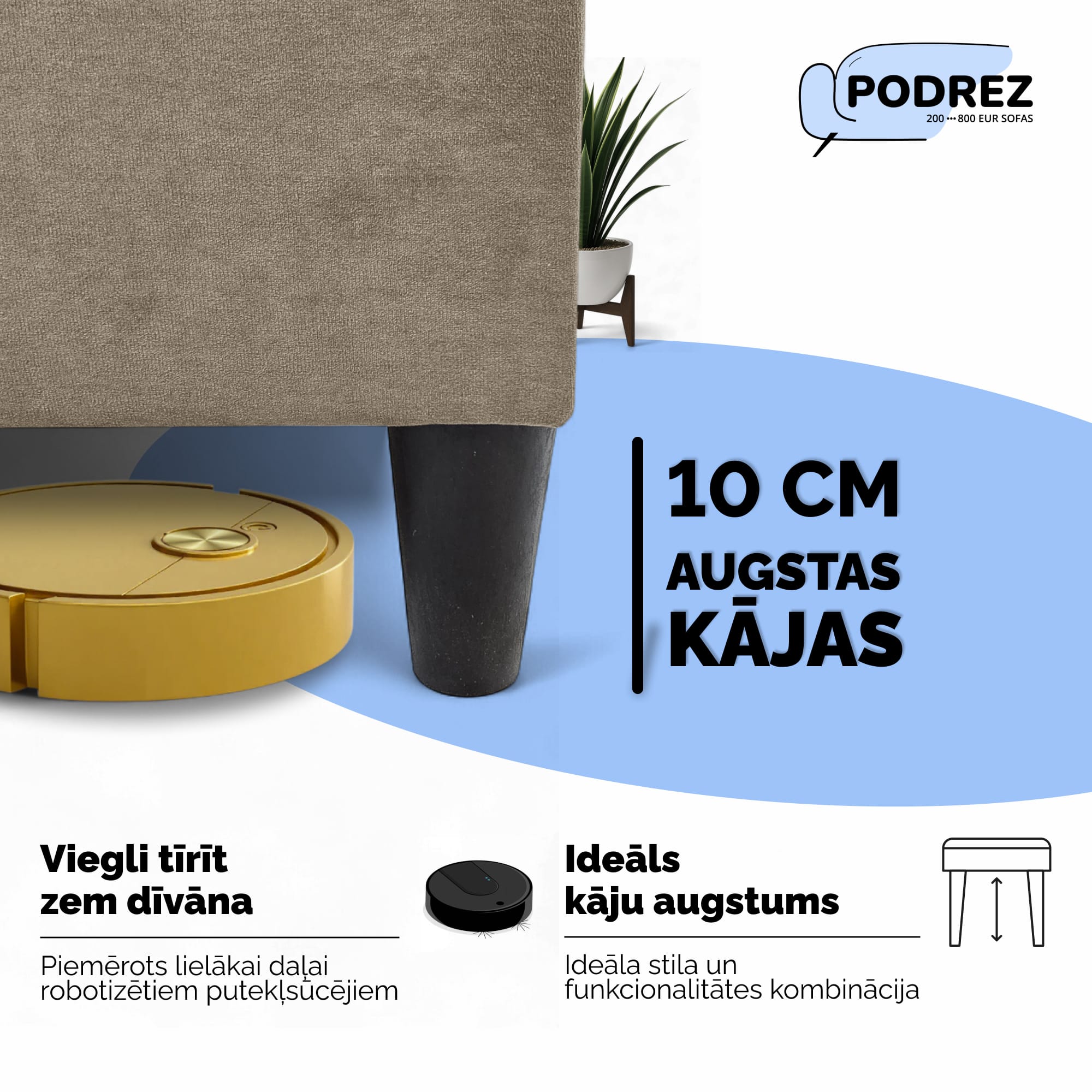 Divvietīgs izvelkamais dīvāns ar galdiņu un pufiem Simple X Combo Bēša - 3
