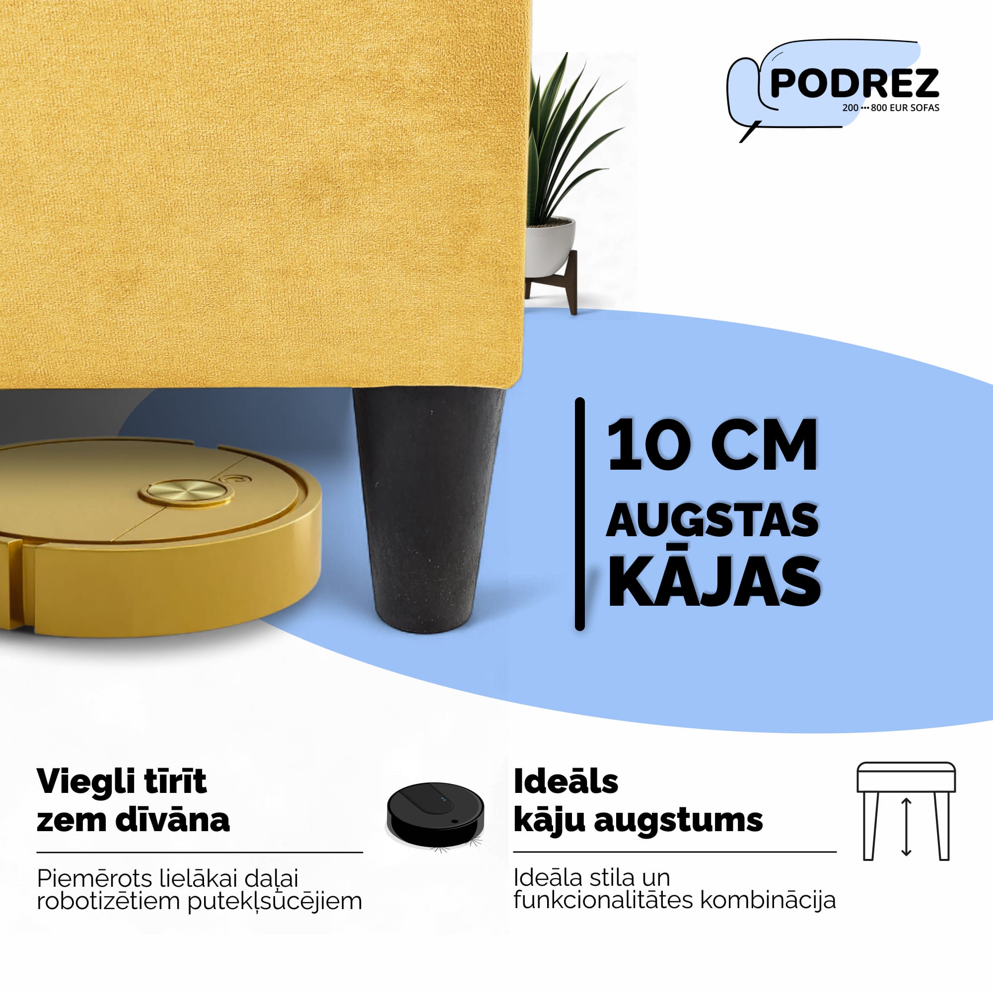 Simple X Combo double sofa bed with table and poufs Yellow - 3