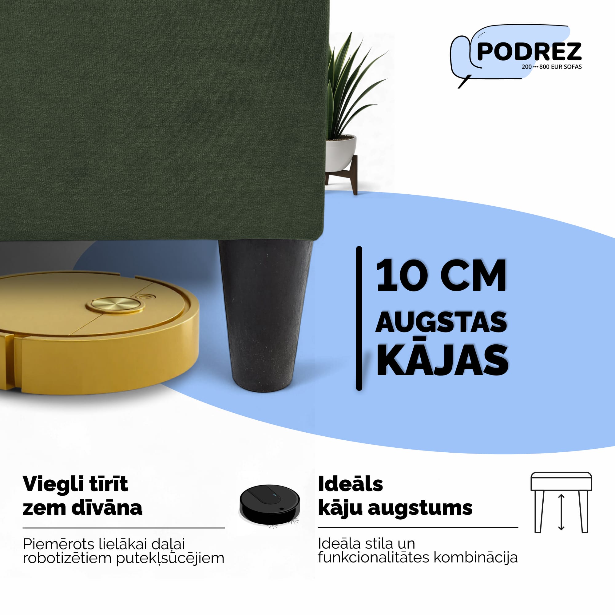 Divvietīgs izvelkamais dīvāns ar galdiņu un pufiem Simple X Combo Tirkīza zaļa - 3
