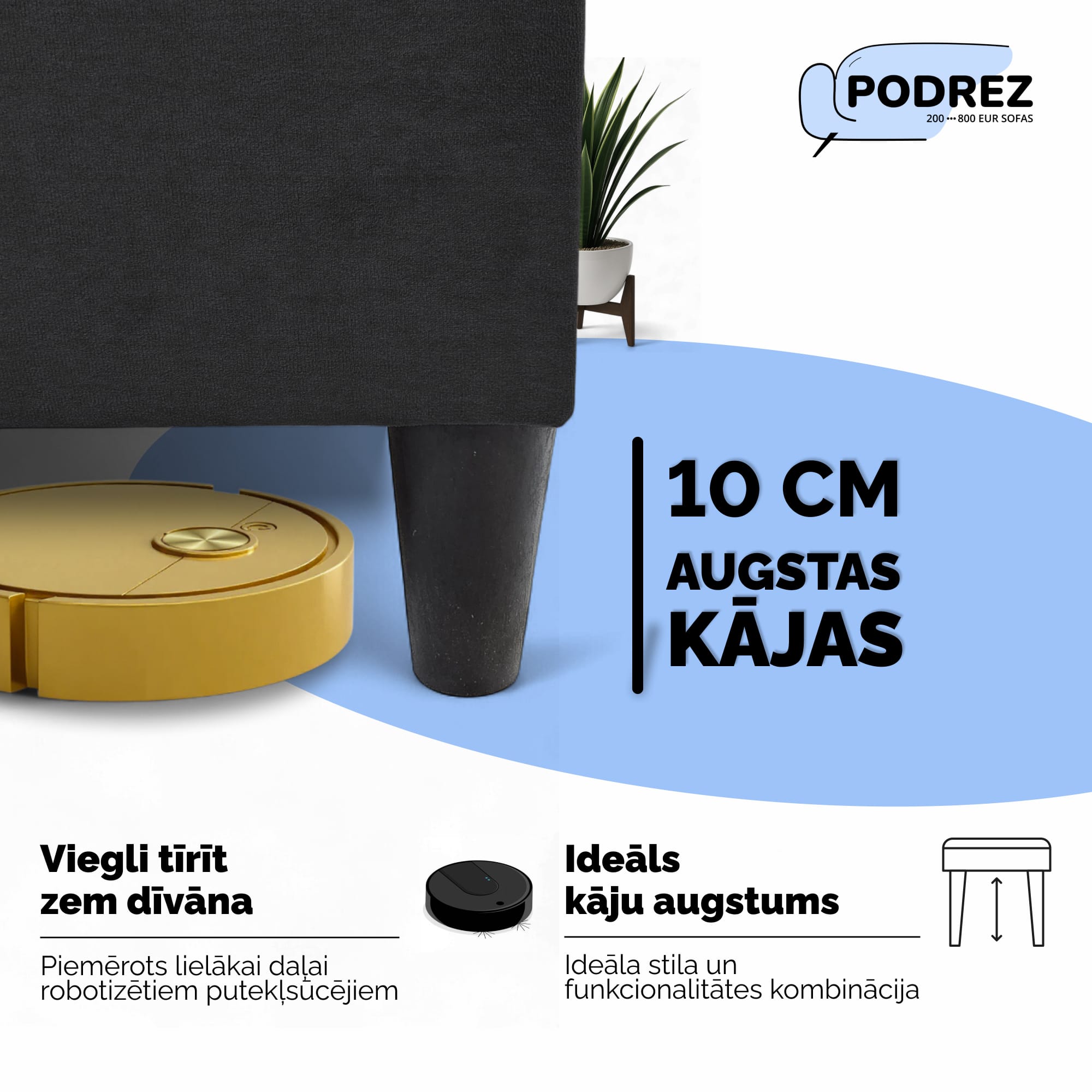 Divvietīgs izvelkamais dīvāns ar galdiņu un pufiem Simple X Combo Grafīta - 3