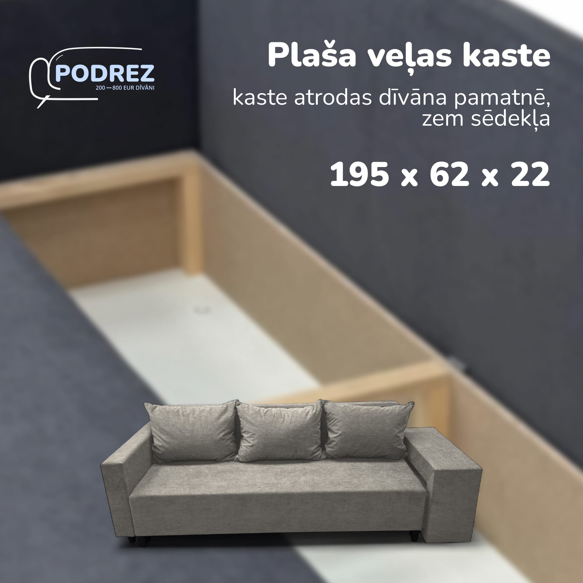 Simple X Combo double sofa bed with table and poufs Light gray — photo 6
