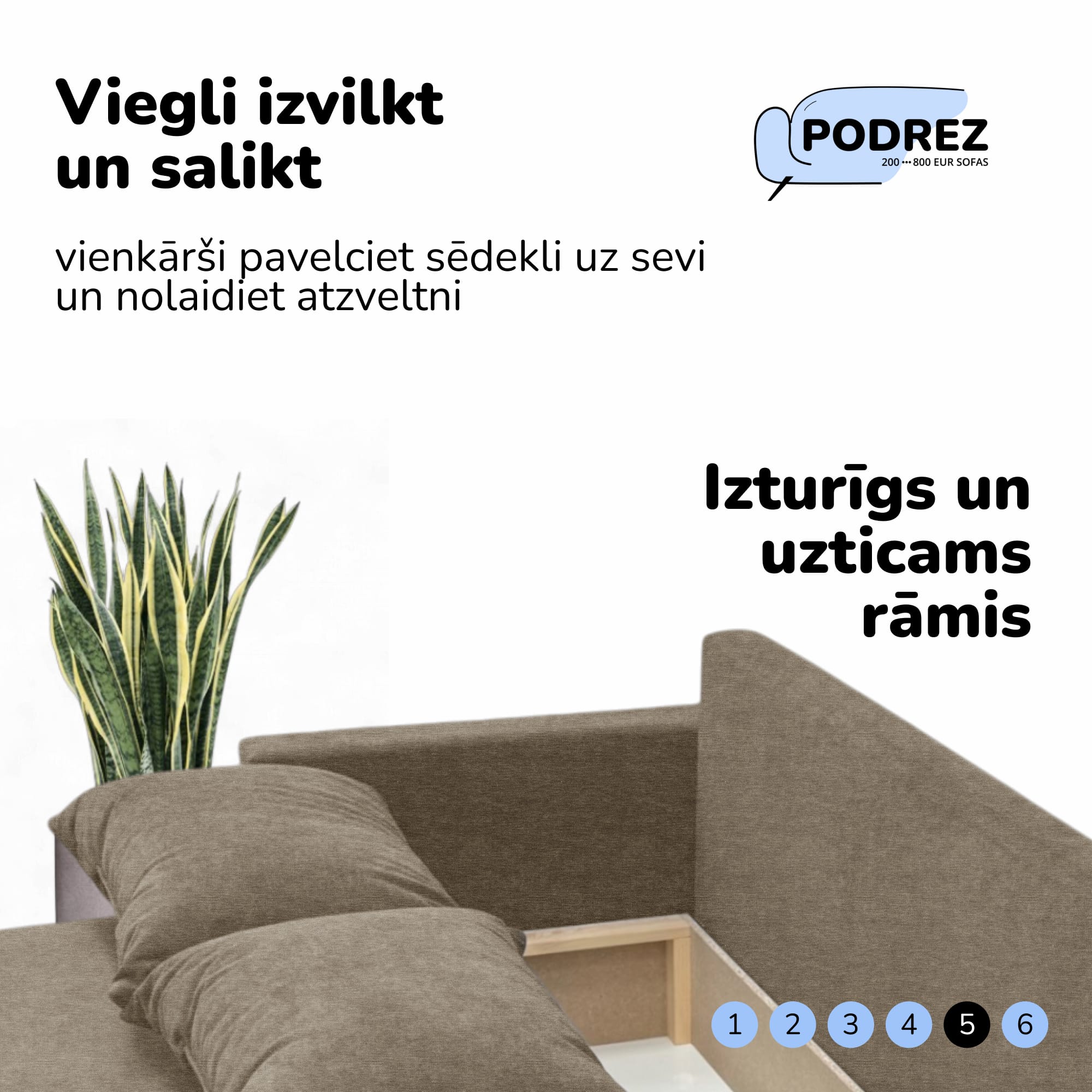 Simple X Combo double sofa bed with table and poufs Beige — photo 7