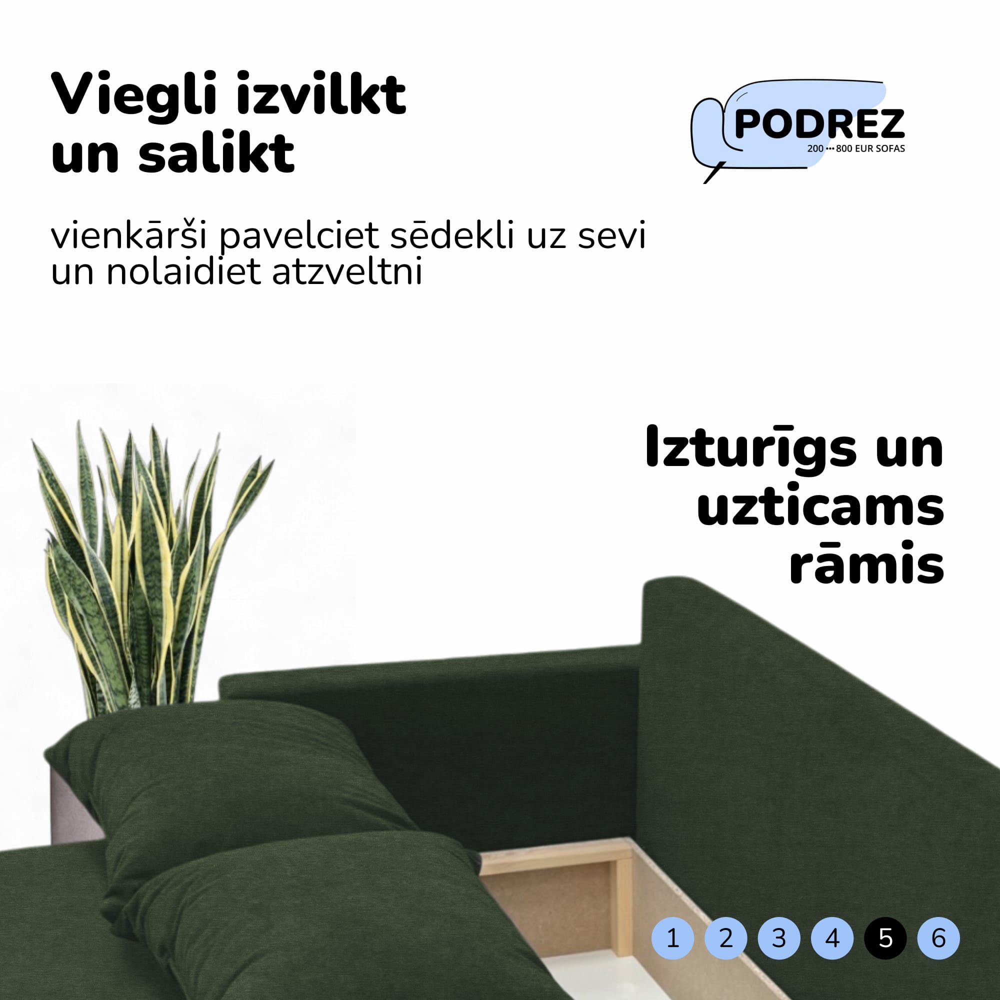 Divvietīgs izvelkamais dīvāns ar galdiņu un pufiem Simple X Combo Tirkīza zaļa — foto 7