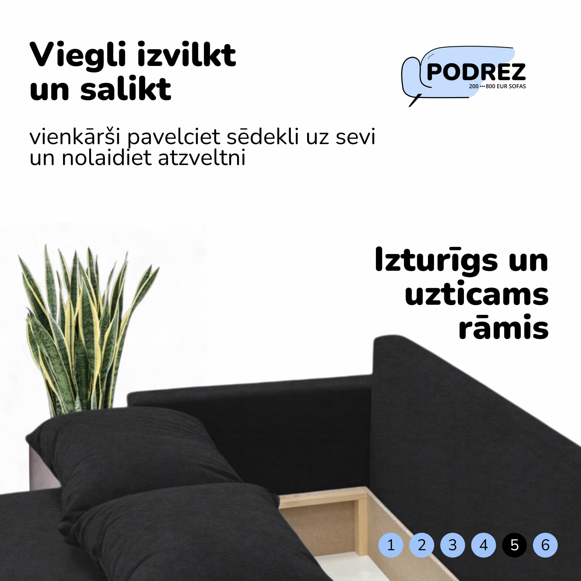 Simple X Combo double sofa bed with table and poufs Graphite — photo 7