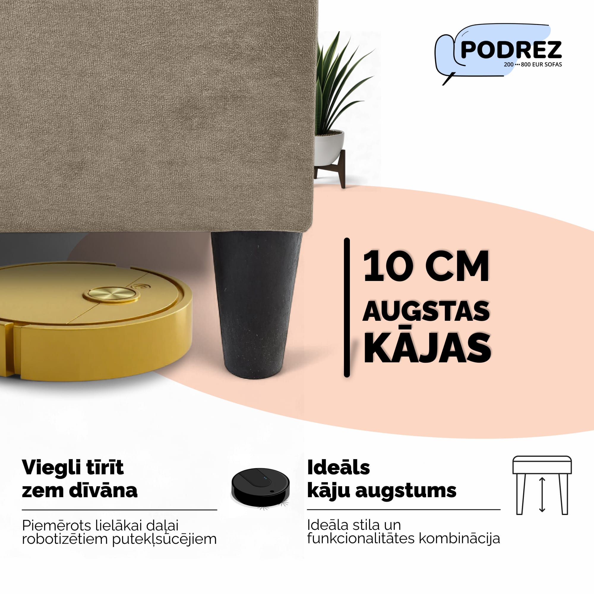 Divvietīgs izvelkamais dīvāns bez roku balstiem Simple X Light Bēša - 2