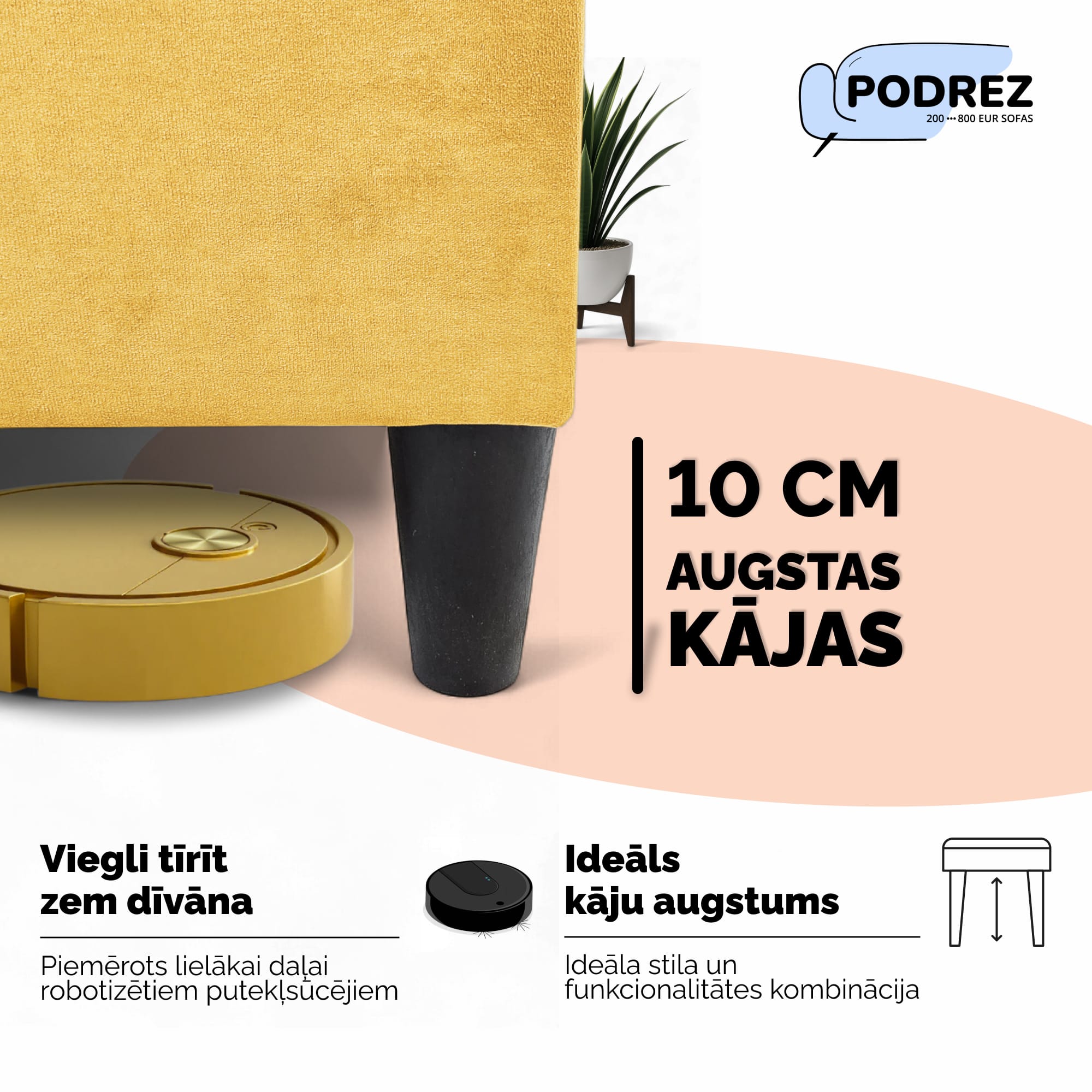 Divvietīgs izvelkamais dīvāns bez roku balstiem Simple X Light Dzeltena - 2