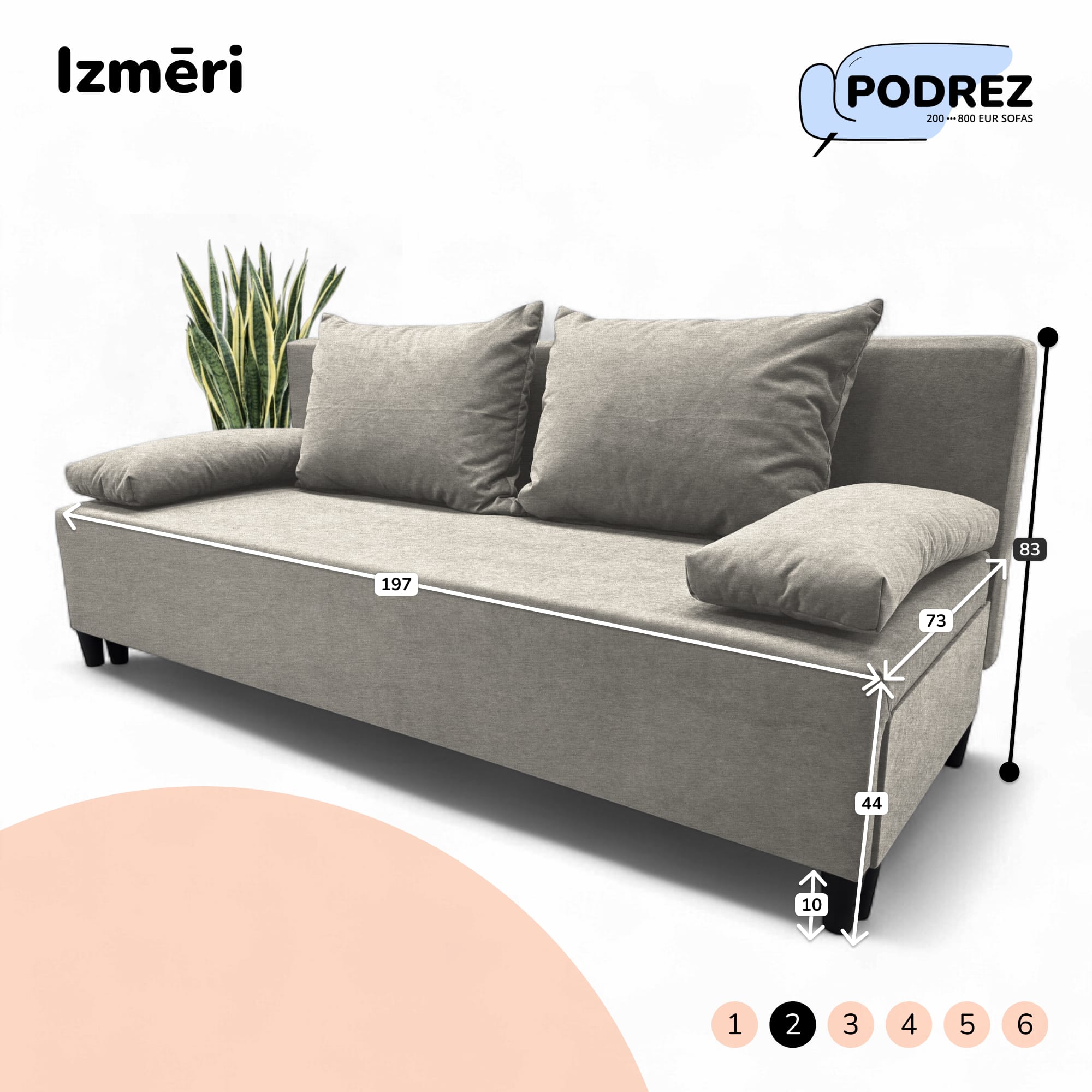 Simple X Light double sofa bed Light gray - 3