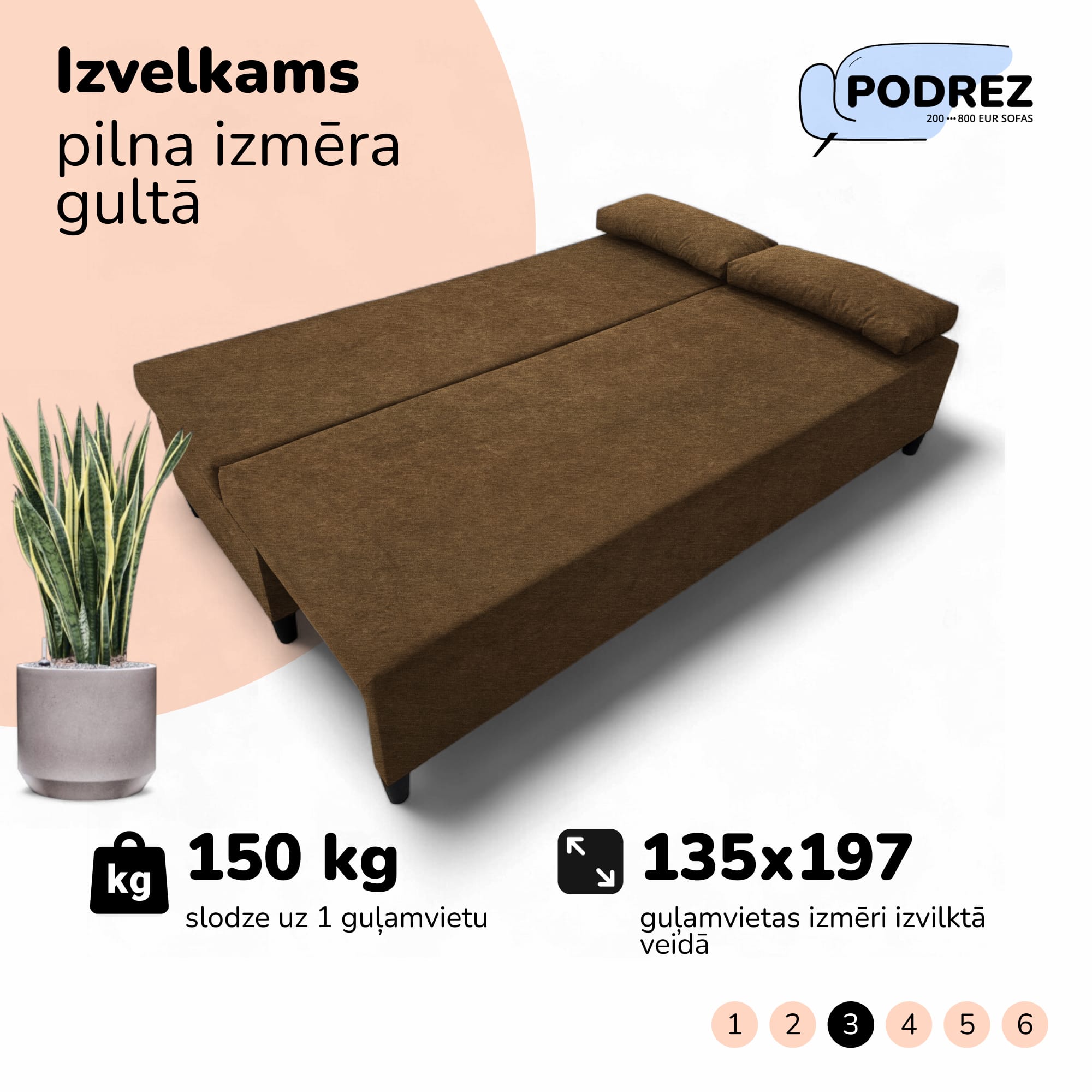 Divvietīgs izvelkamais dīvāns bez roku balstiem Simple X Light Grafīta - 4