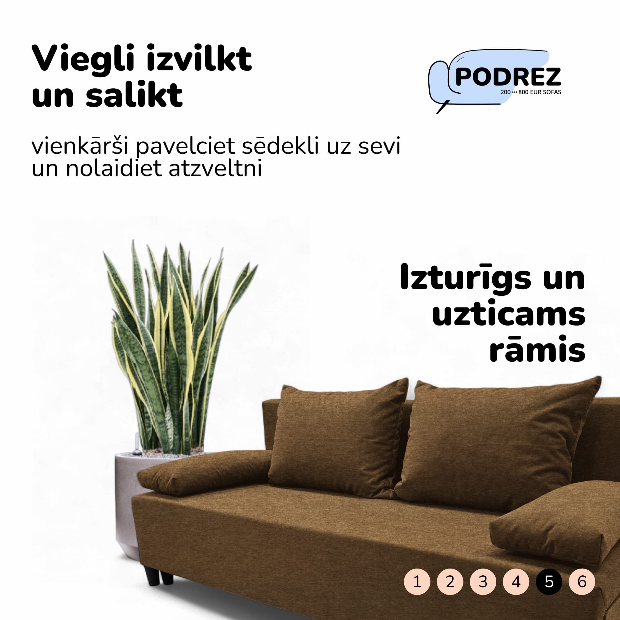 Simple X Light double sofa bed Brown — photo 6