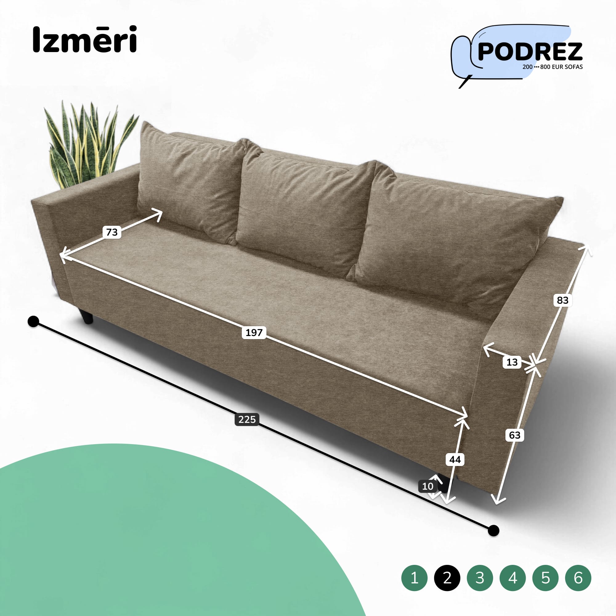 Klasisks dīvāns-gulta ar veļas kasti Simple X Line Bēša - 3