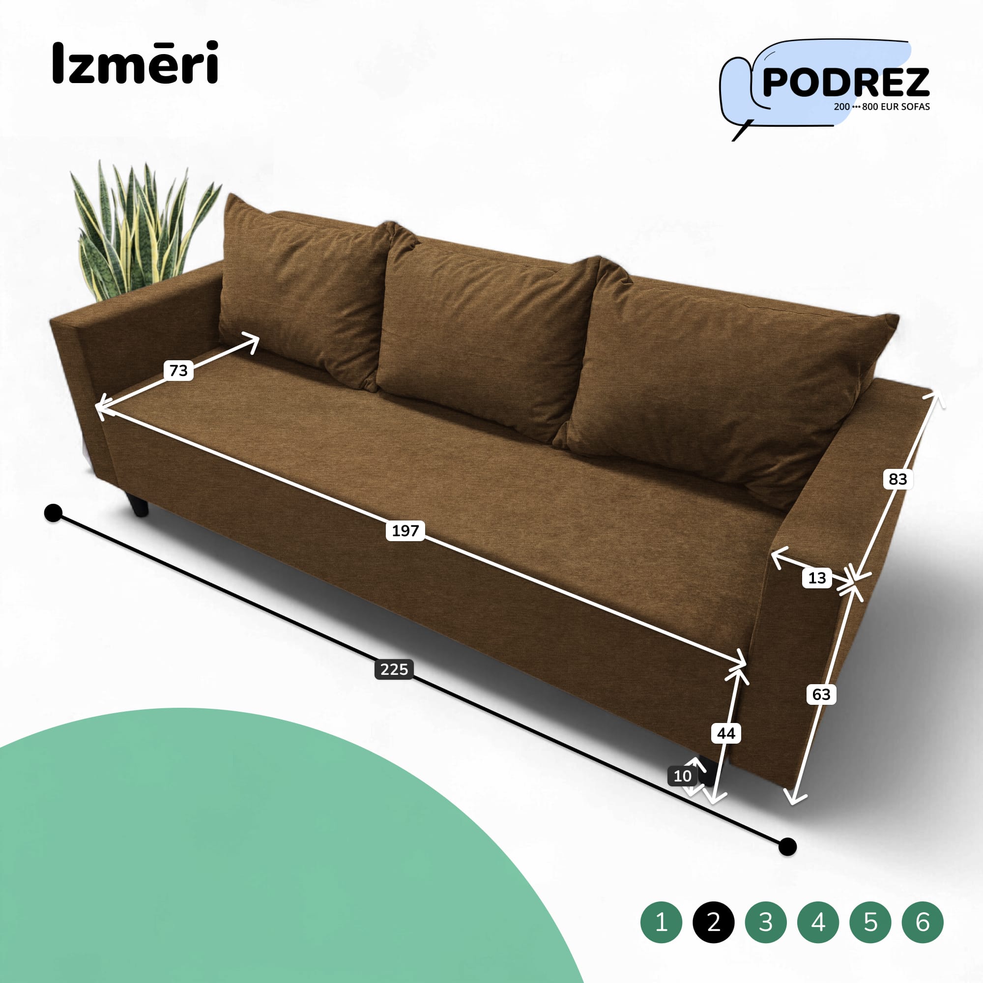 Klasisks dīvāns-gulta ar veļas kasti Simple X Line Brūna - 3