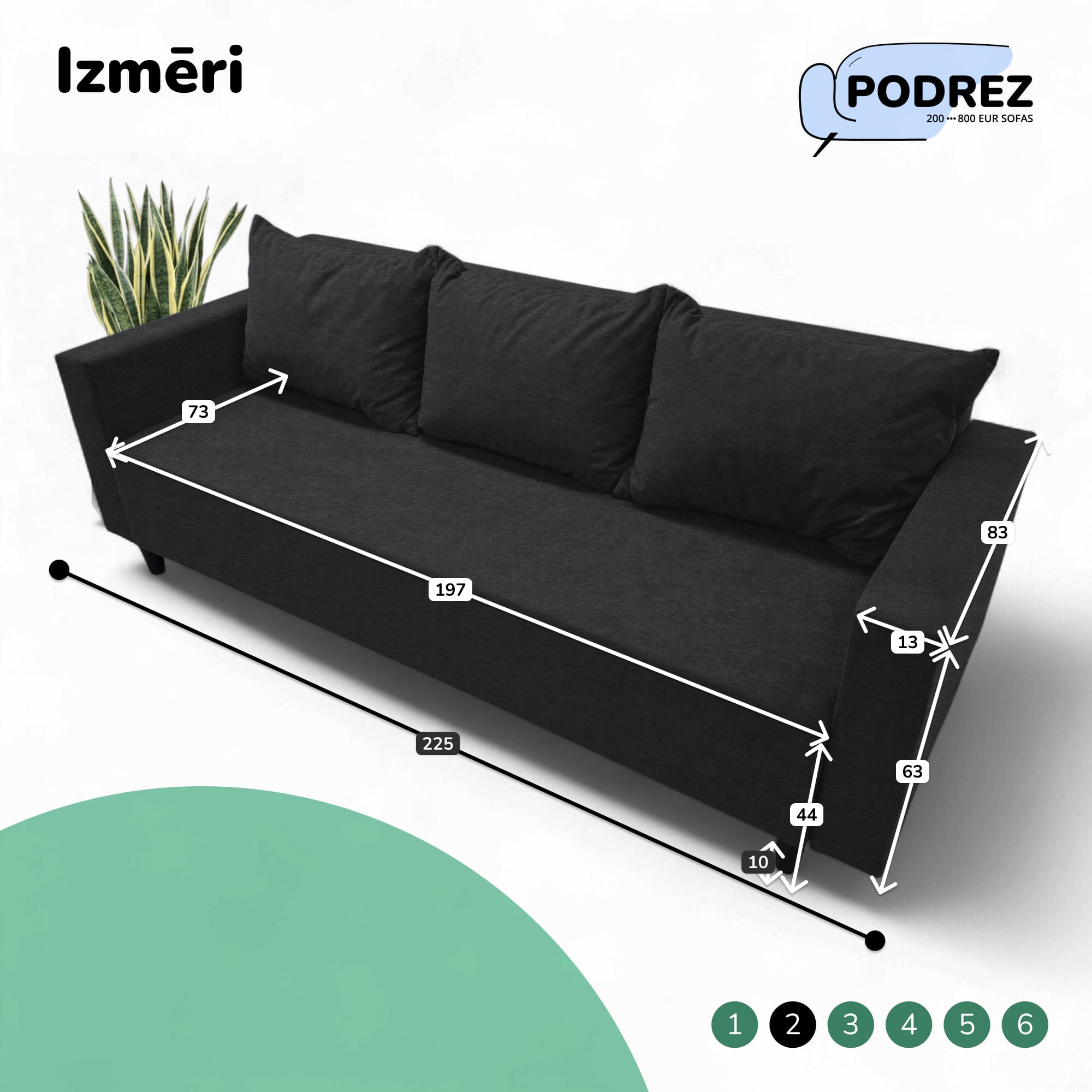 Klasisks dīvāns-gulta ar veļas kasti Simple X Line Grafīta - 3