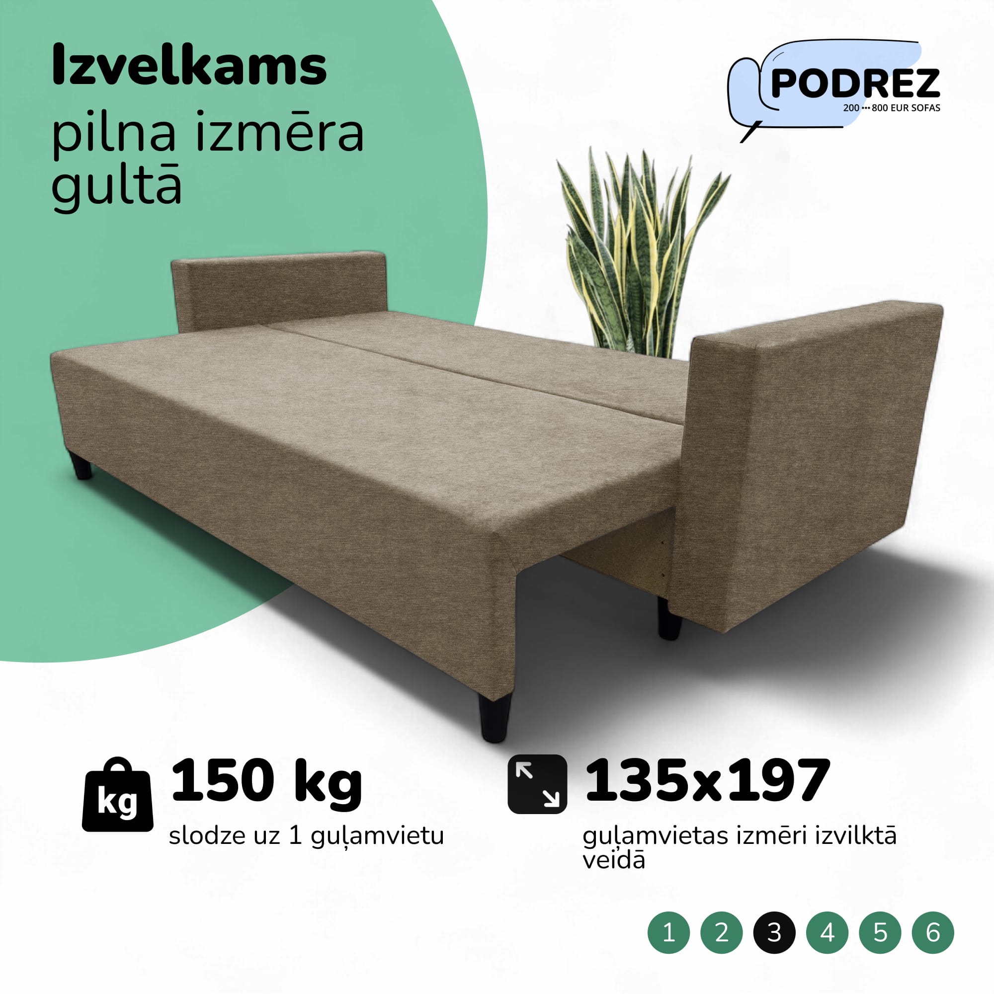 Klasisks dīvāns-gulta ar veļas kasti Simple X Line Bēša - 4