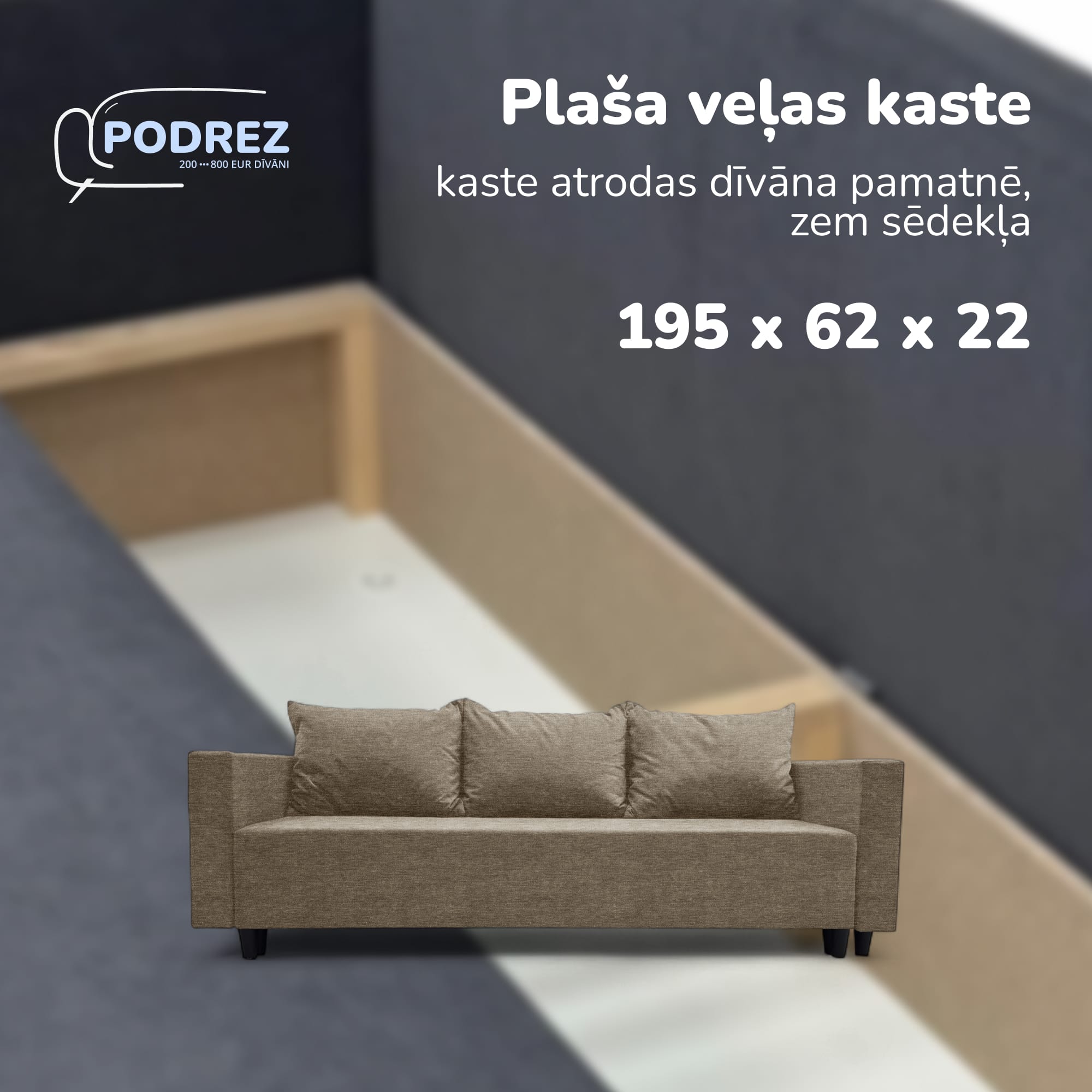 Klasisks dīvāns-gulta ar veļas kasti Simple X Line Bēša — foto 5
