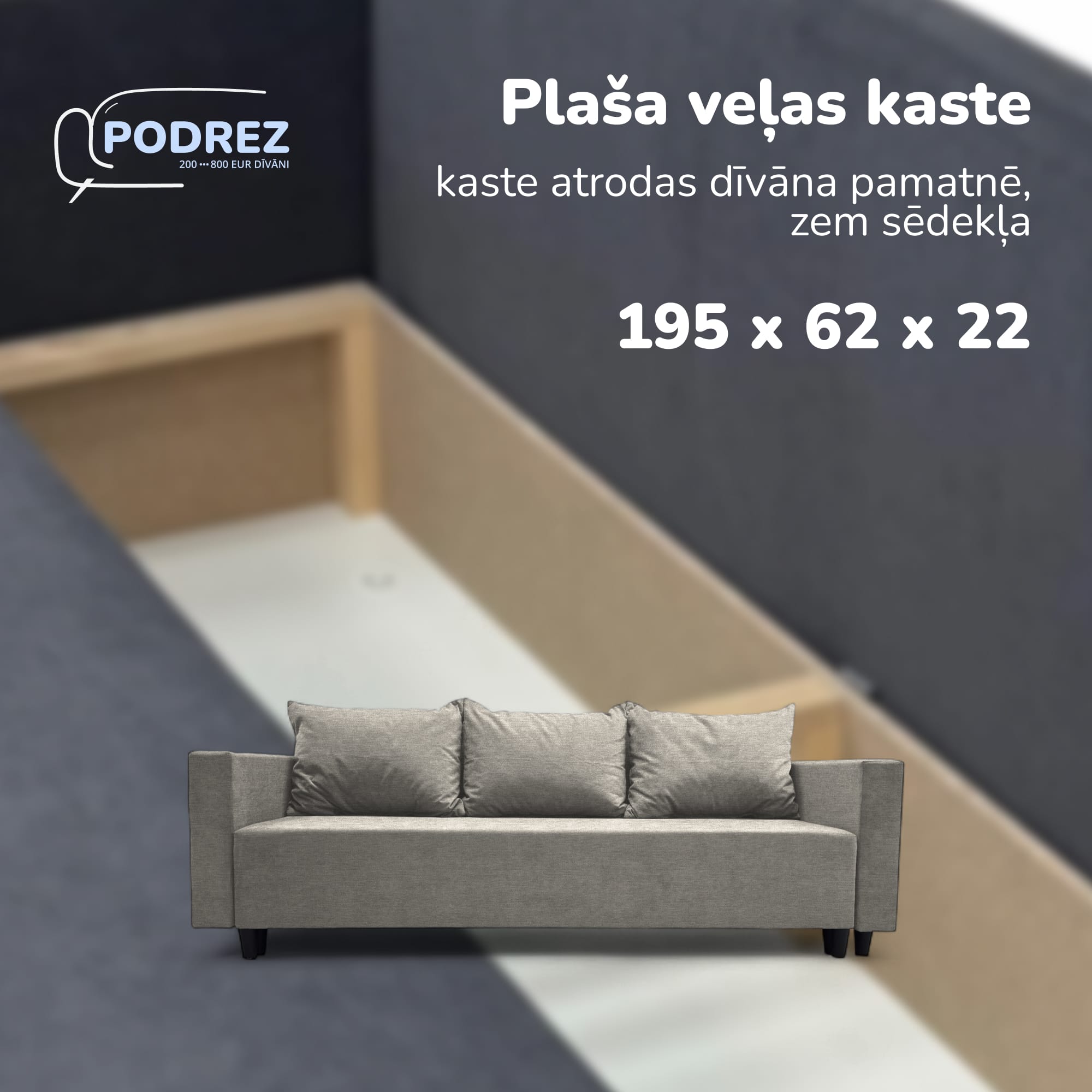 Simple X Line classic sofa bed with storage compartment Light gray — photo 5