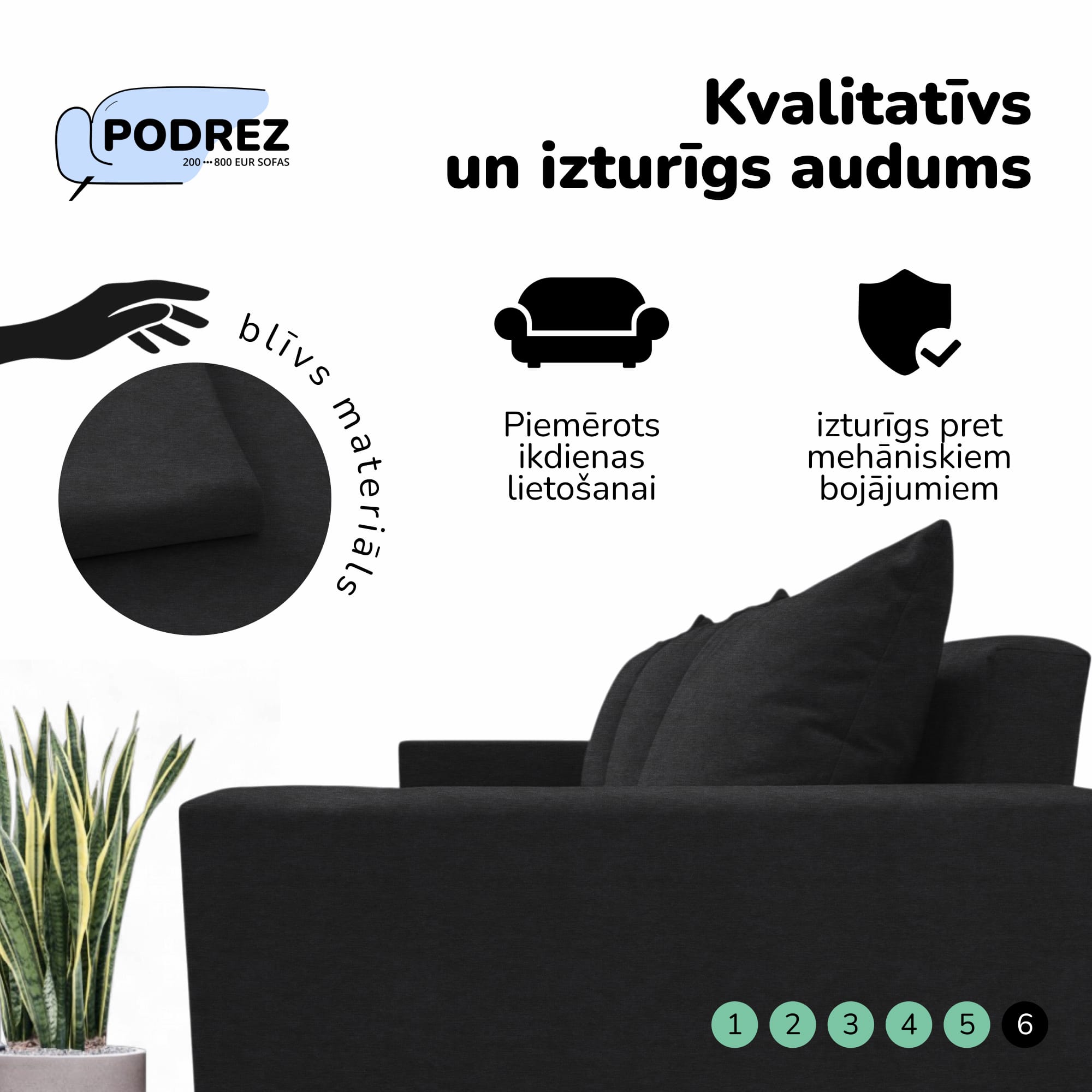 Simple X Line classic sofa bed with storage compartment Graphite — photo 7