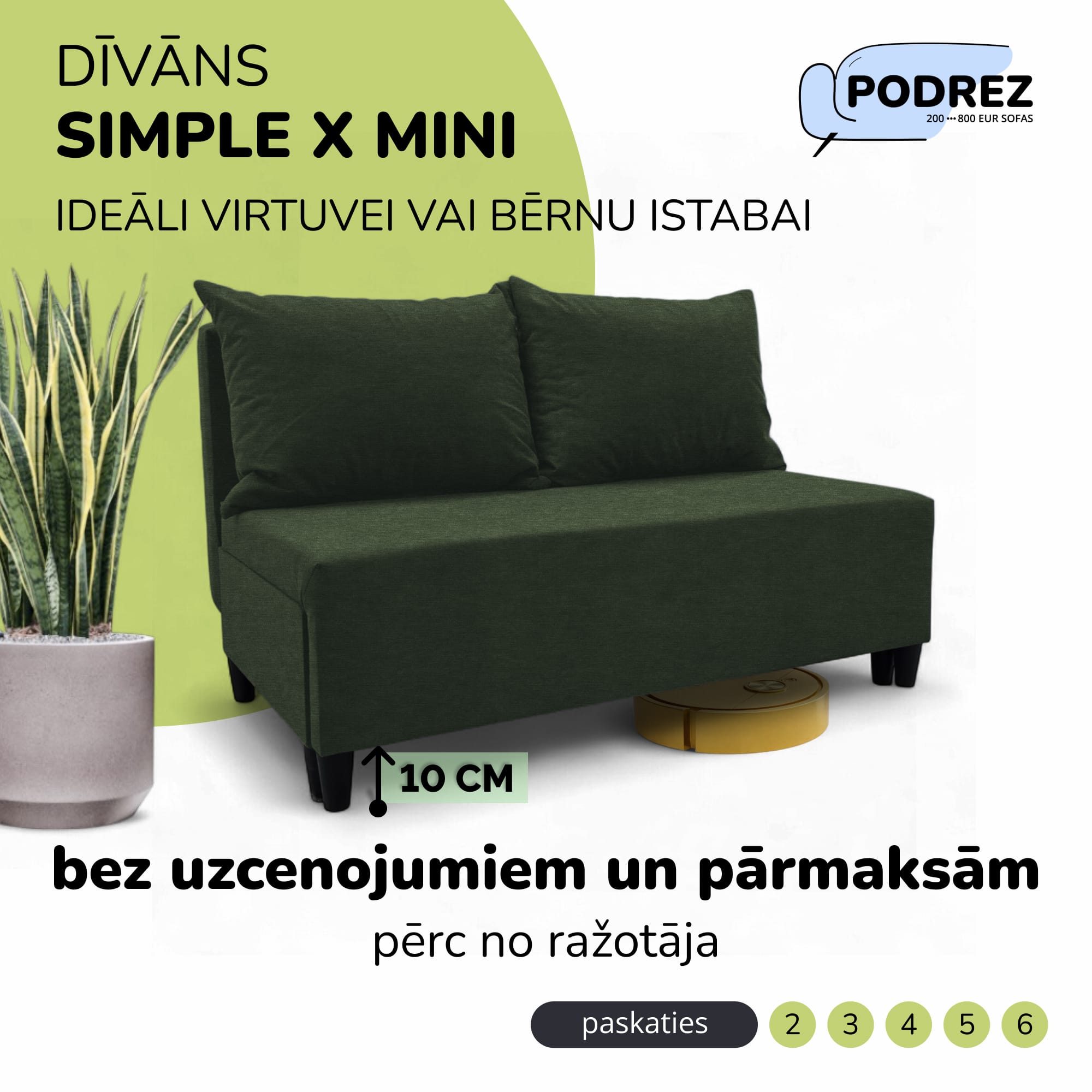 Simple X Mini double sofa bed Turquoise green - 1