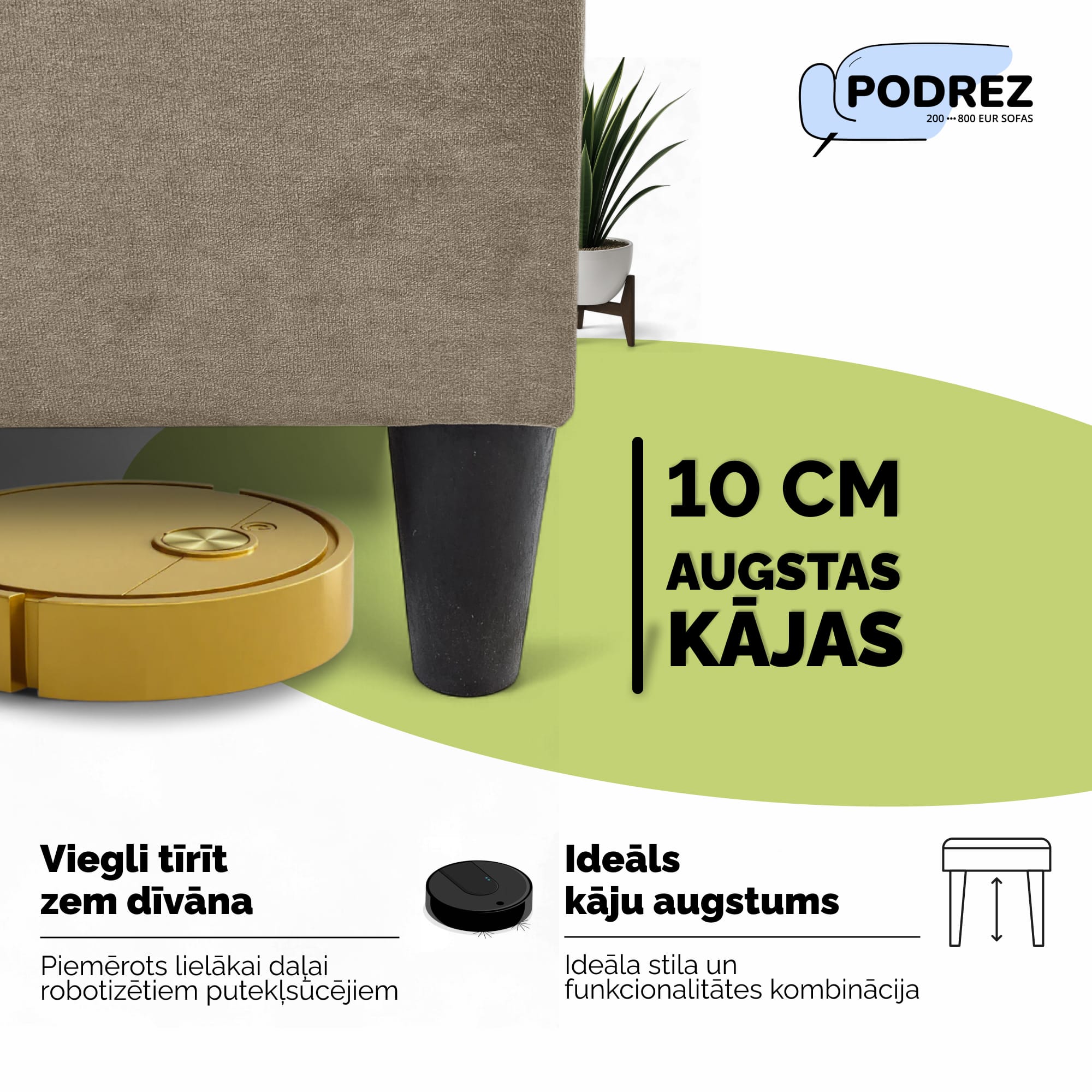 Divvietīgs izvelkamais dīvāns Simple X Mini Bēša - 2