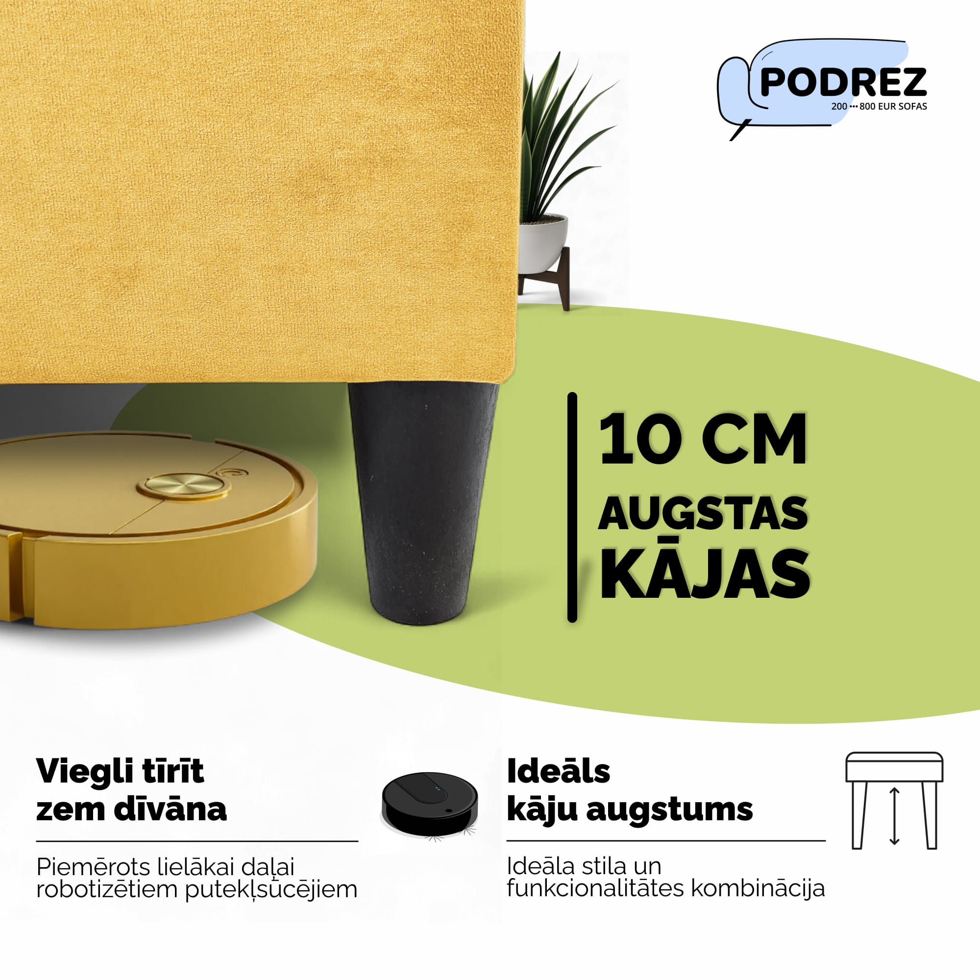 Divvietīgs izvelkamais dīvāns Simple X Mini Dzeltena - 2