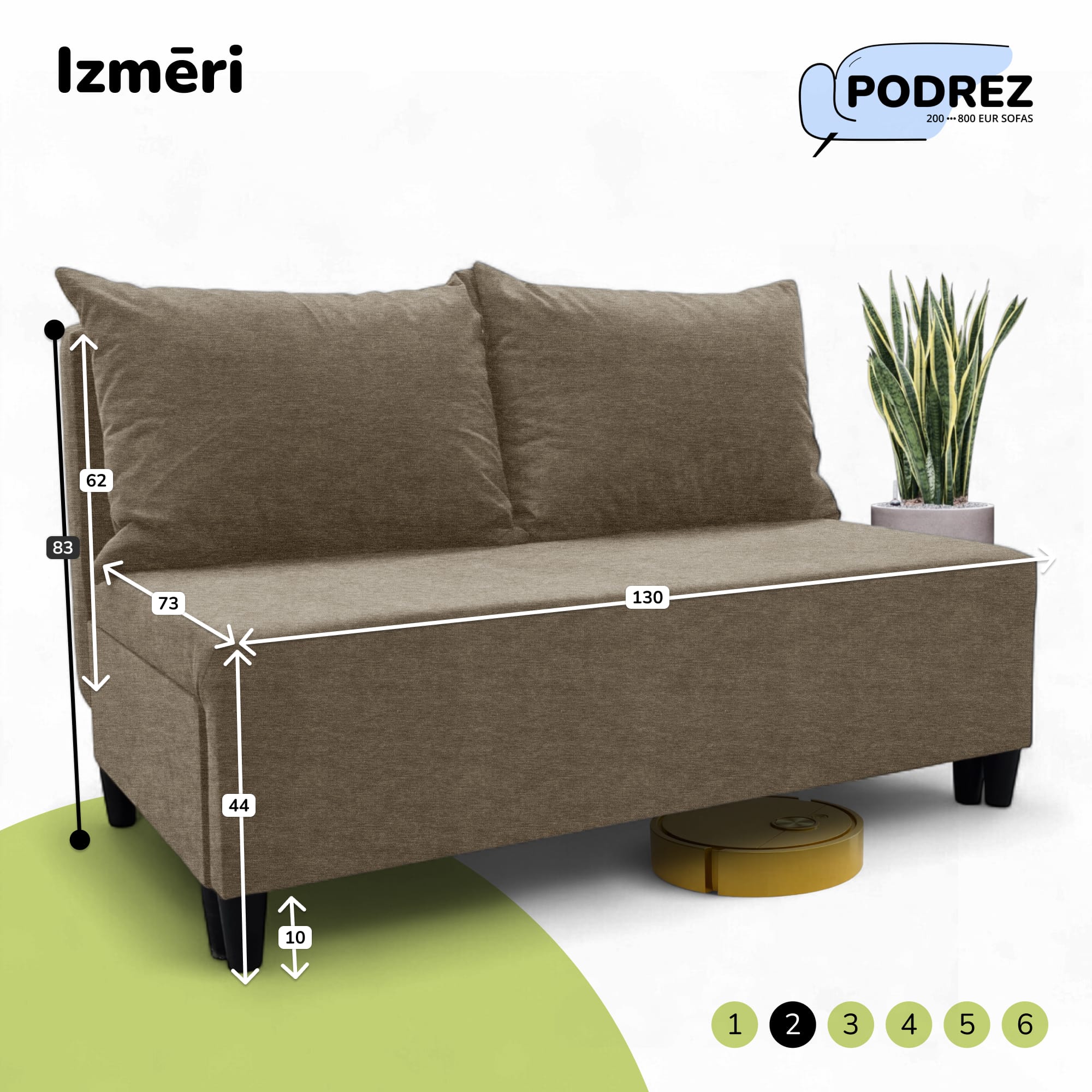 Divvietīgs izvelkamais dīvāns Simple X Mini Bēša - 3