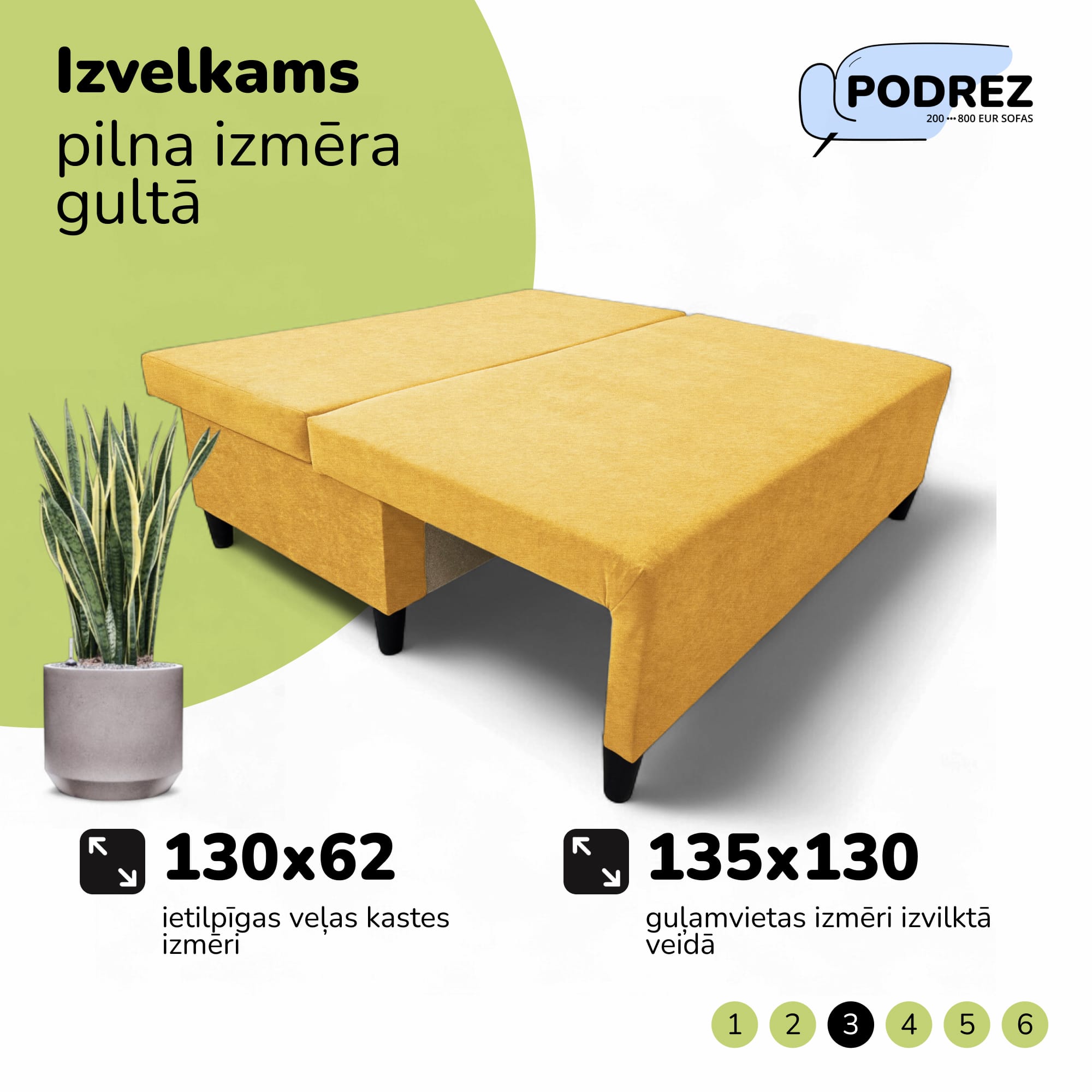 Divvietīgs izvelkamais dīvāns Simple X Mini Dzeltena - 4