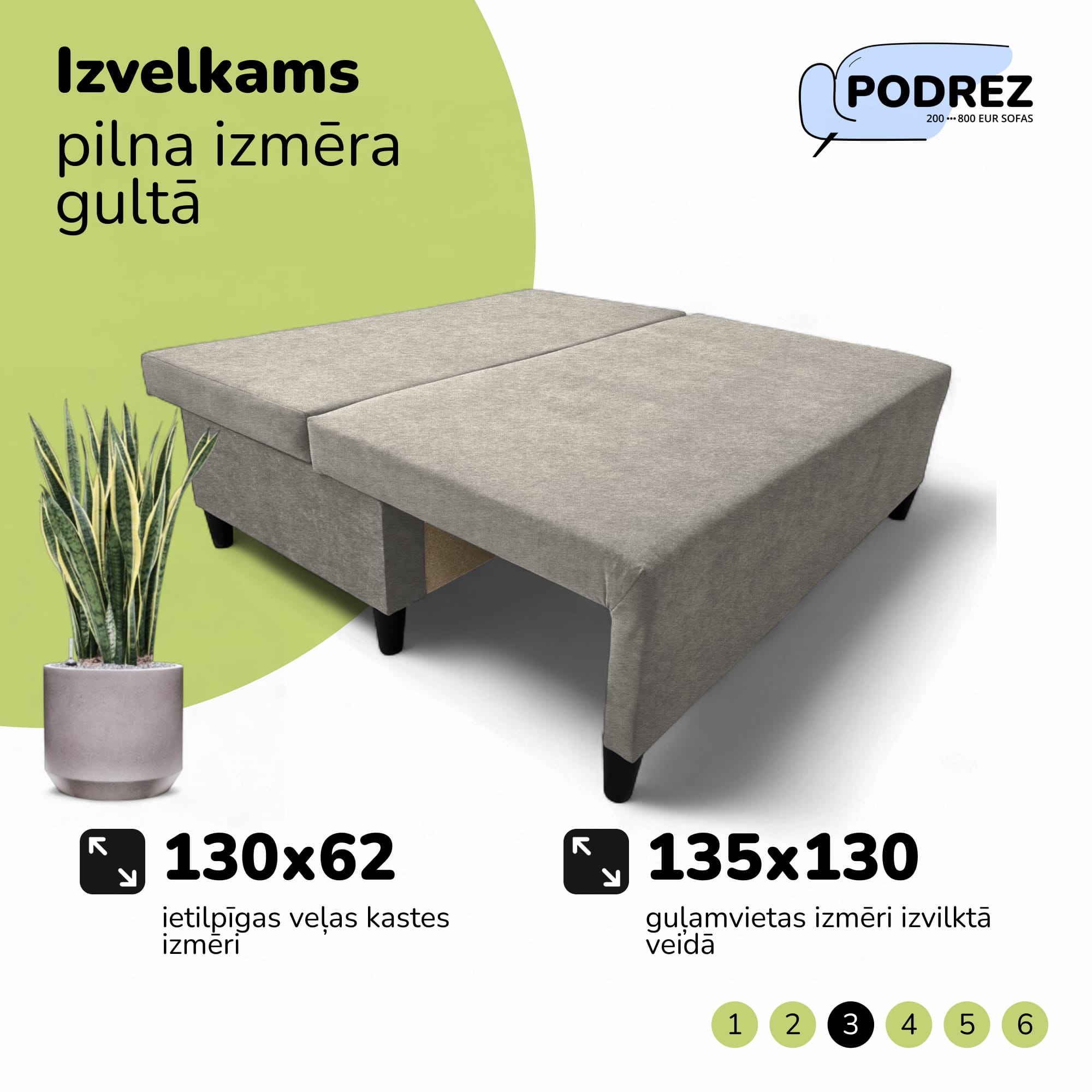 Divvietīgs izvelkamais dīvāns Simple X Mini Gaiši pelēka - 4