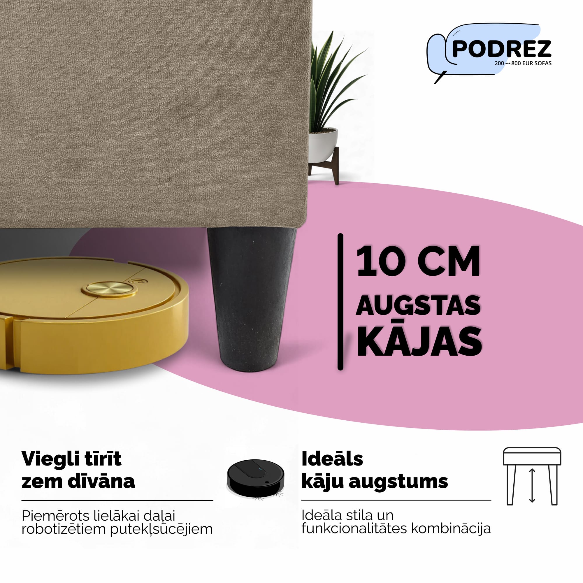 Stūra izvelkamais dīvāns ar galdiņu un pufiem Simple X St Combo Bēša - 3